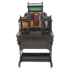 Bureau Davenport ancien victorien d'esthétique ébénisée, Écosse 1880, B2943
