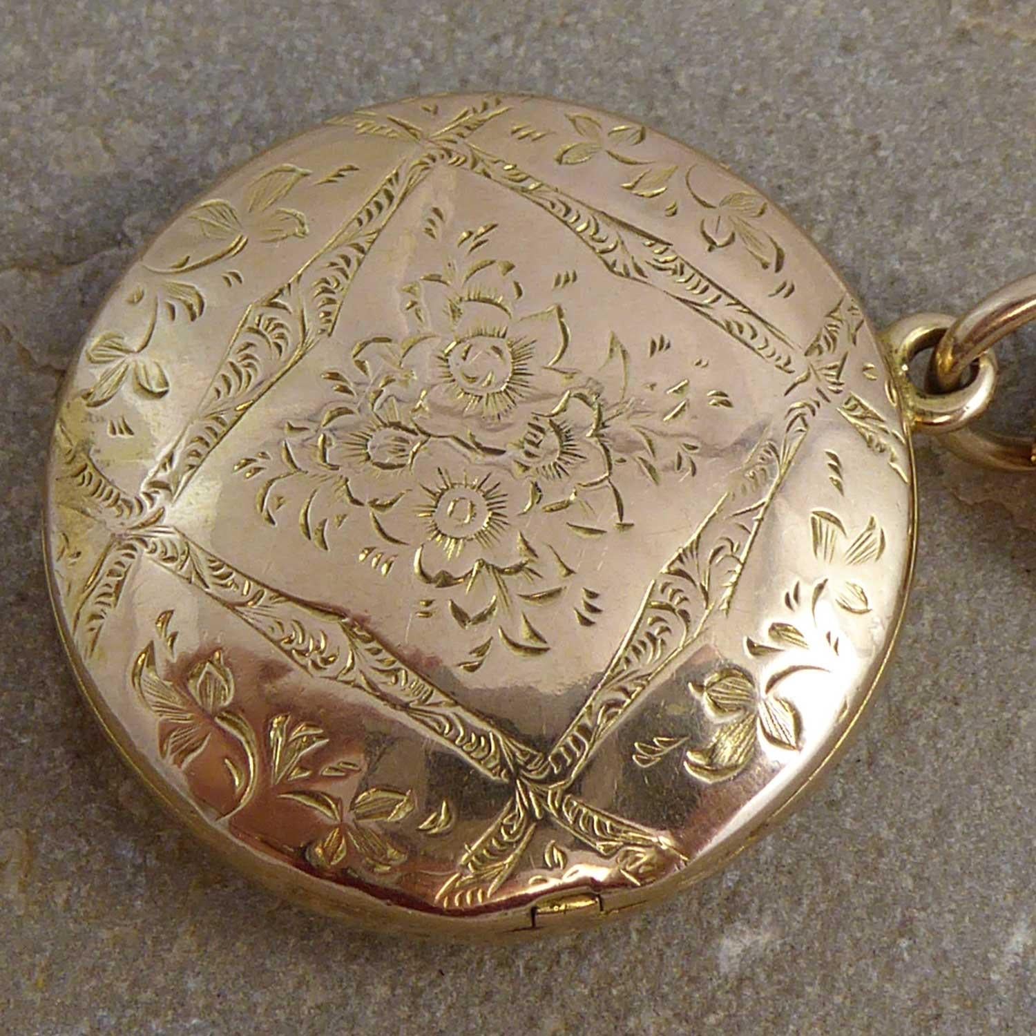 Antique Victorian/Edwardian Gold Locket with Compass, C1900s, Twin Portraits 2