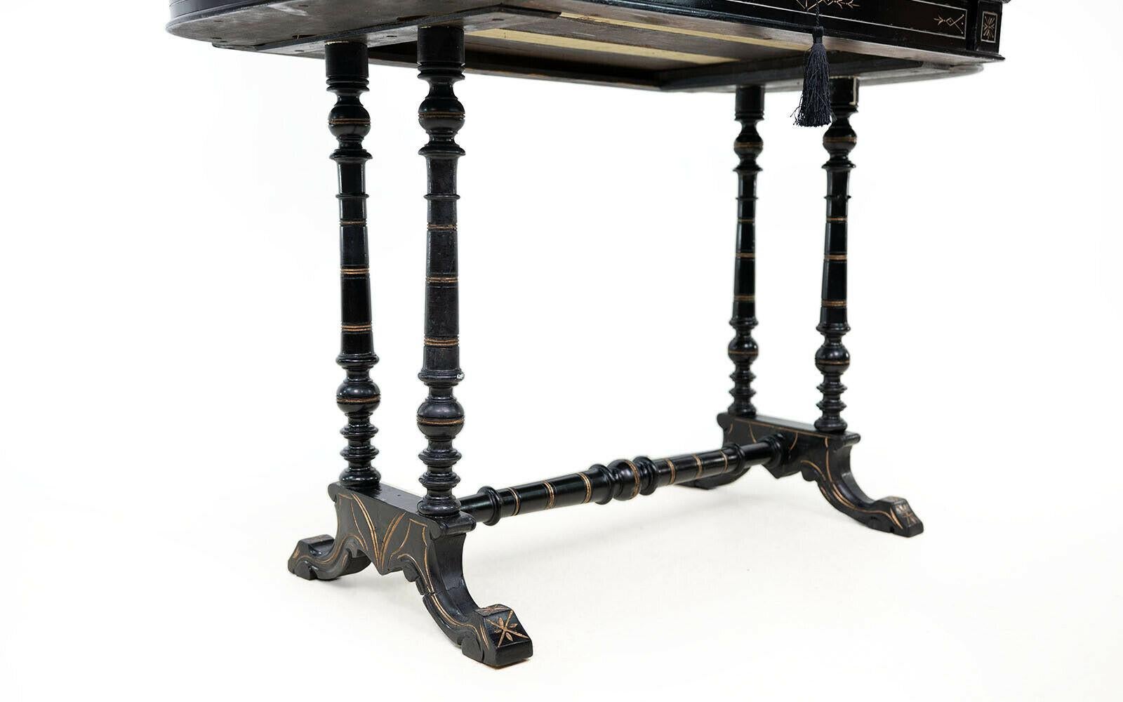 Antique Victorian Edwards & Roberts Aesthetic Ebonised Writing Desk In Good Condition In STOKE ON TRENT, GB