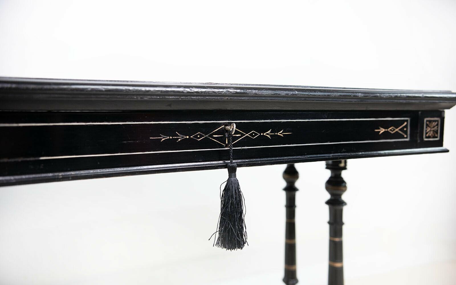 Wood Antique Victorian Edwards & Roberts Aesthetic Ebonised Writing Desk