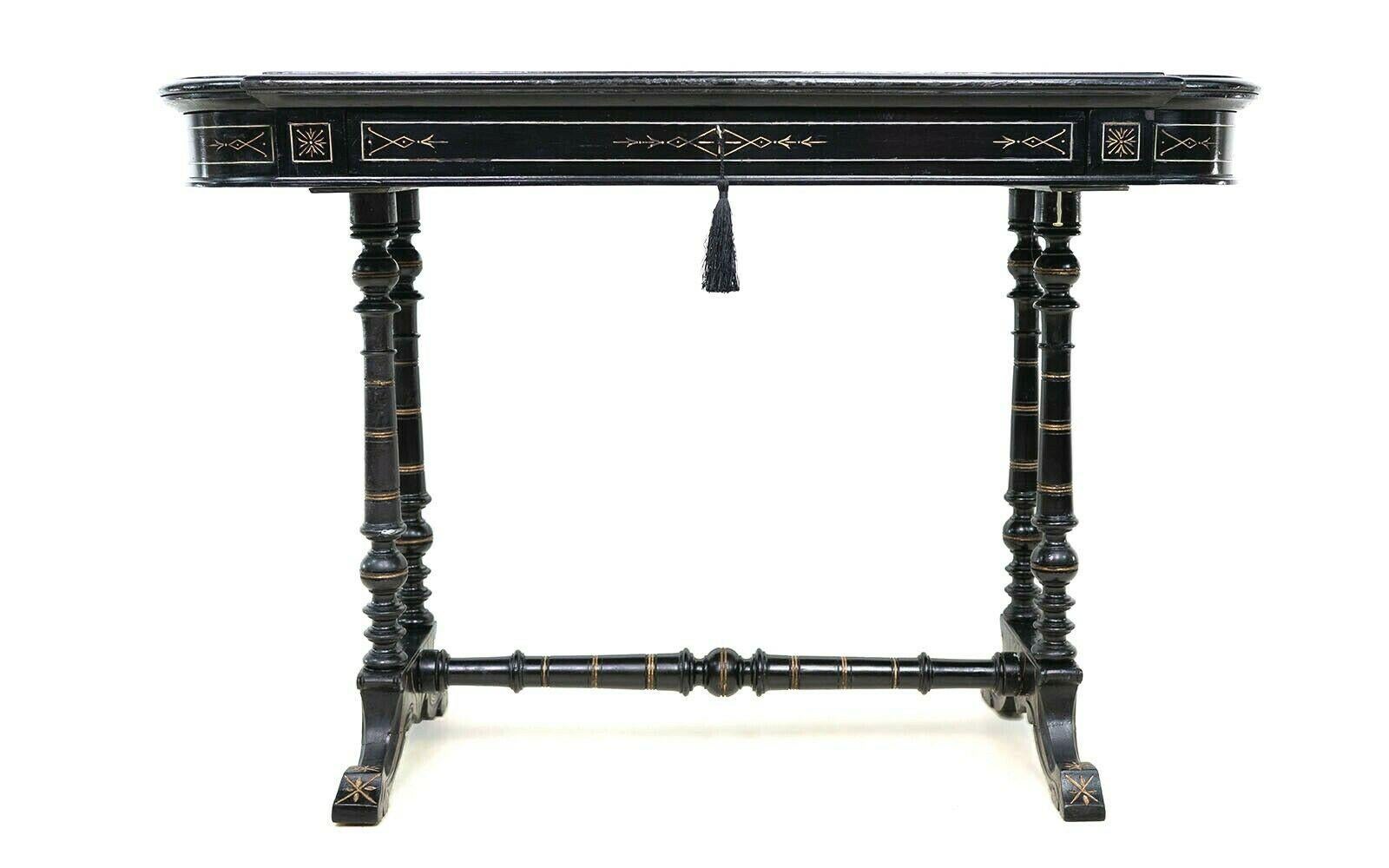 Antique Victorian Edwards & Roberts Aesthetic Ebonised Writing Desk 2