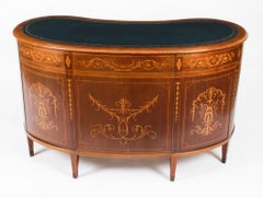 Antique Victorian Edwards & Roberts Inlaid Kidney Desk 19th Century