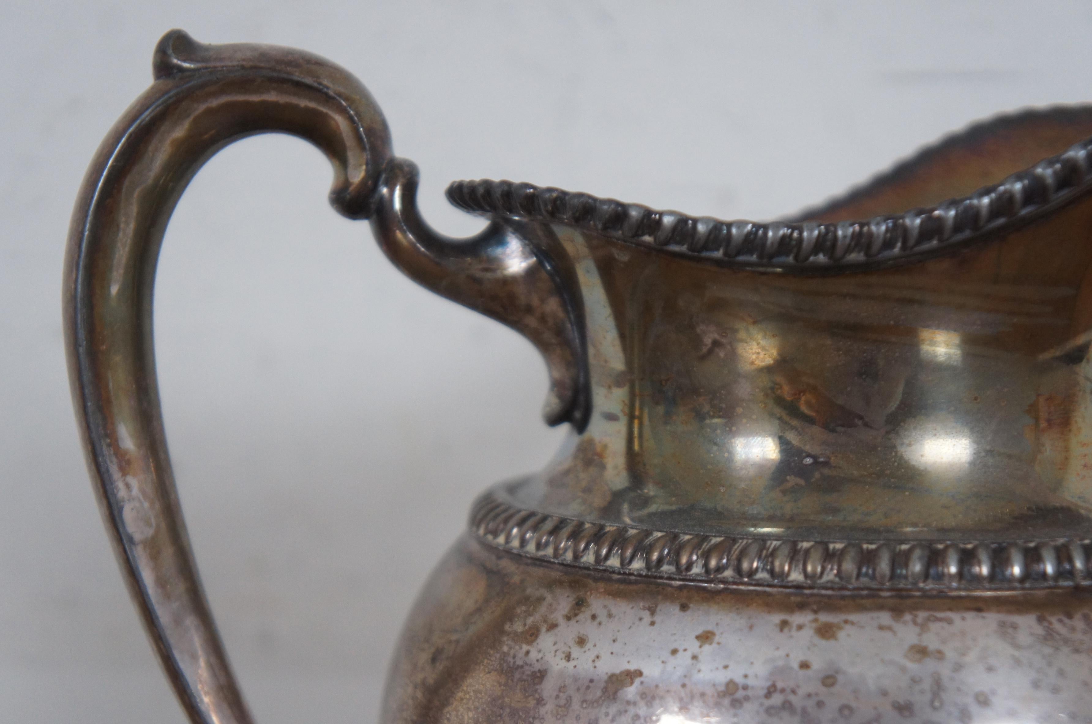 Antique Victorian EG Webster & Son Large Silver Plate Water Serving Pitcher 6