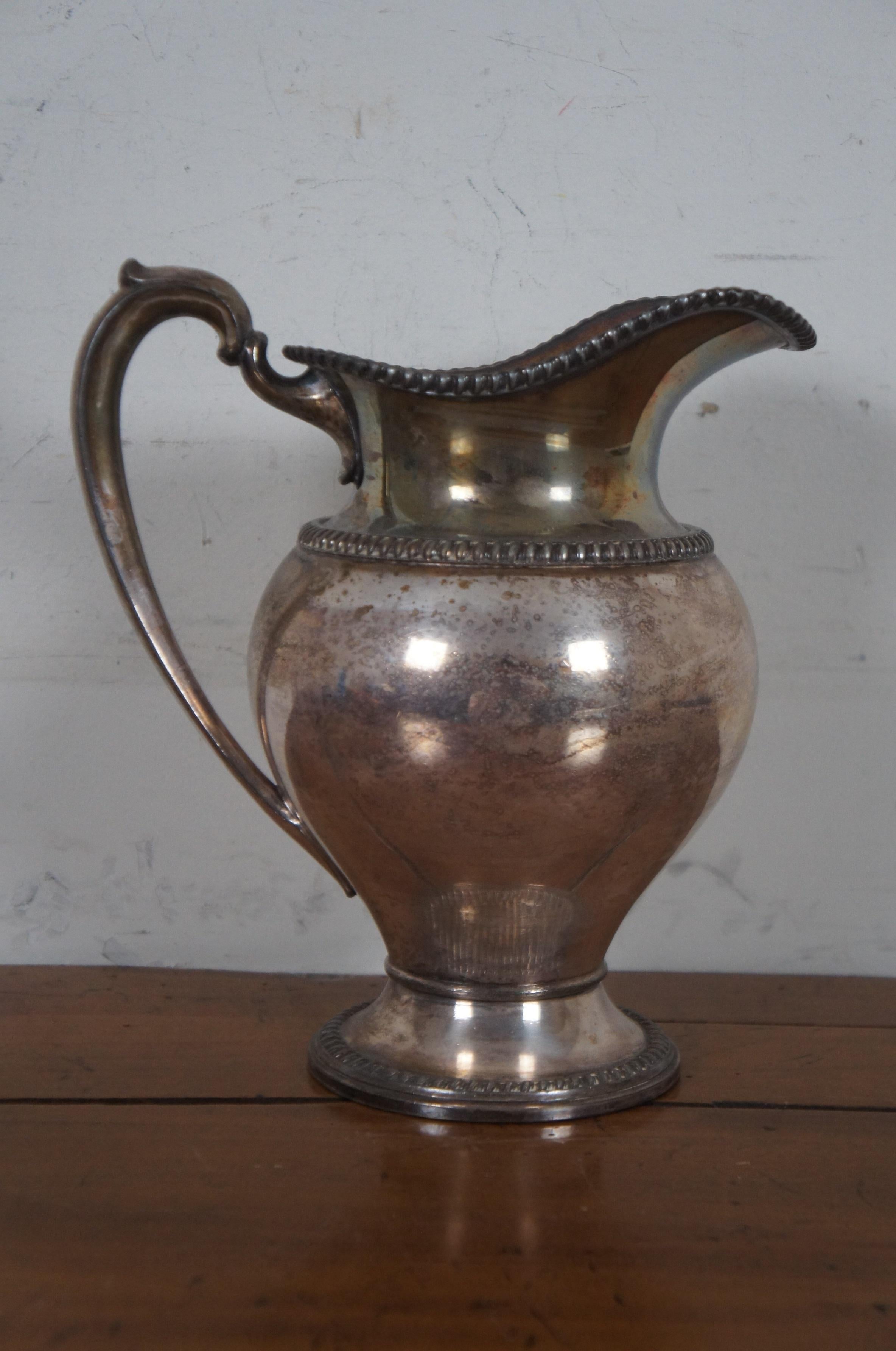 Antique Victorian EG Webster & Son Large Silver Plate Water Serving Pitcher In Good Condition In Dayton, OH