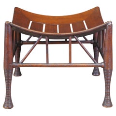 Antique Victorian Egyptian Revival Mahogany Arts & Crafts Thebes Stool Footrest