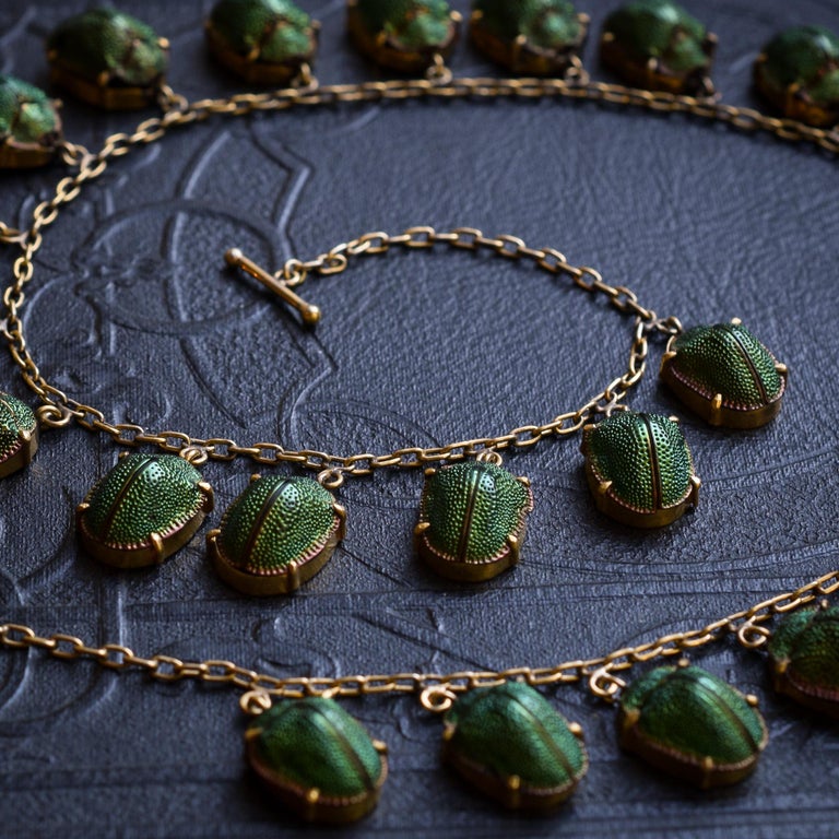 Antique Victorian Egyptian Revival Scarab Necklace at 1stDibs