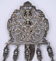 Antikes viktorianisches Electro- Chatelaine aus Nickel-Silber mit Accessoires