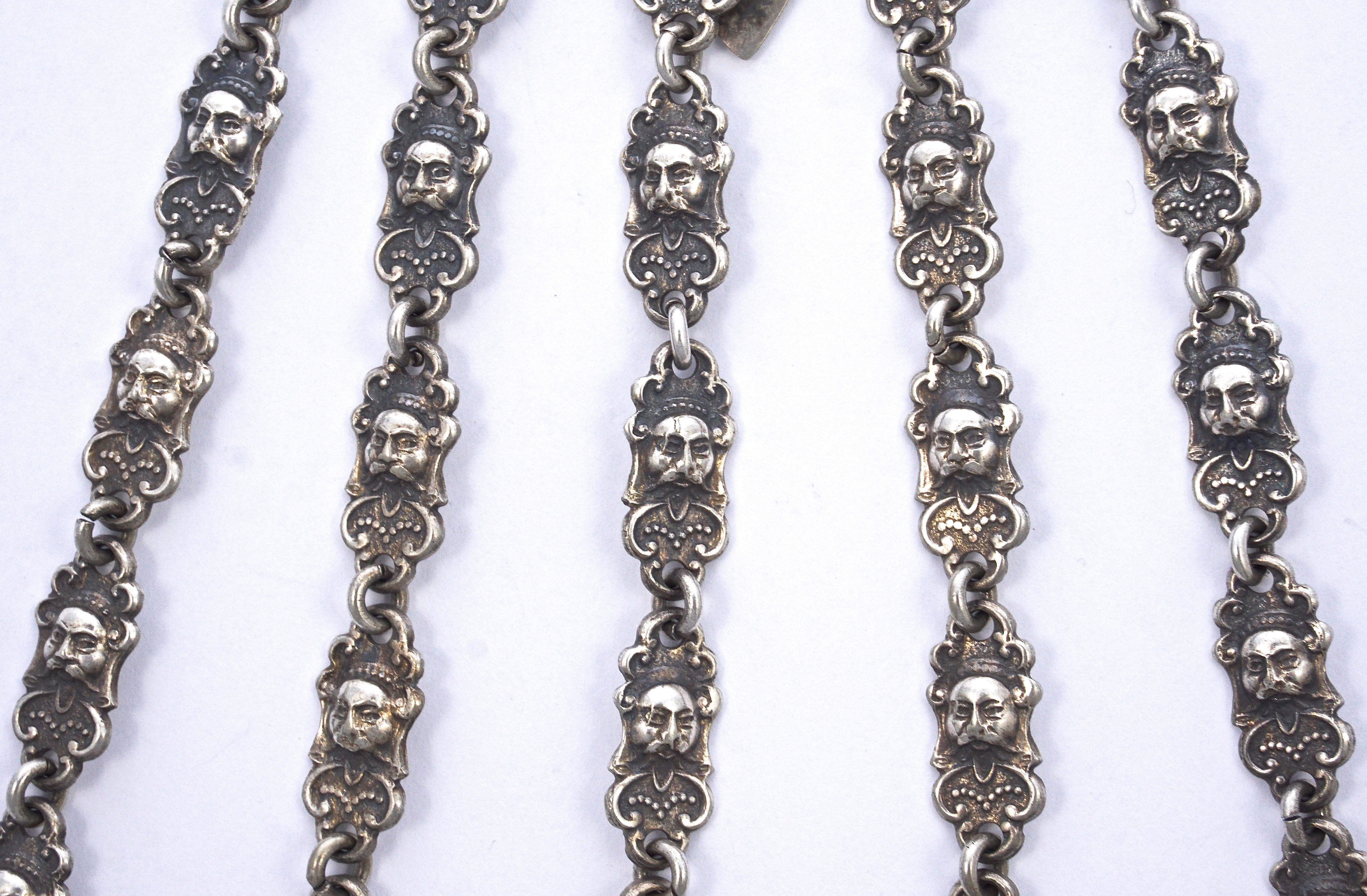 Antikes viktorianisches Electro- Chatelaine aus Nickel-Silber mit Accessoires für Damen oder Herren im Angebot