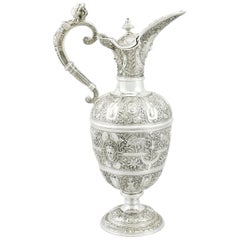 Antike viktorianische Elkington & Co 1880er Jahre Sterling Silber Cellini Stil Claret Krug
