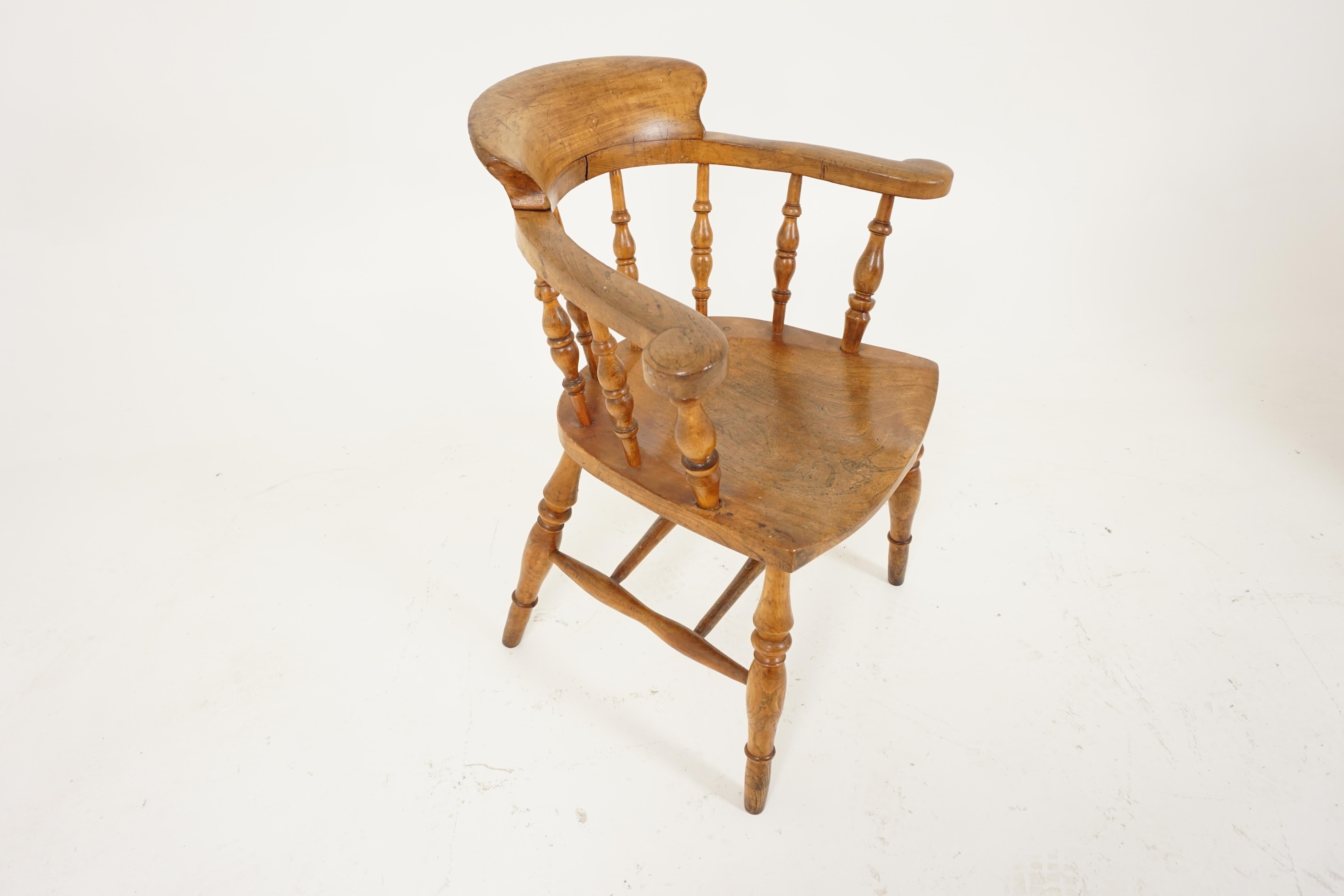 Antiker viktorianischer Ulme Windsor-Sessel mit Rauchschleifenschleife, Schottland 1880, H110 (Viktorianisch) im Angebot