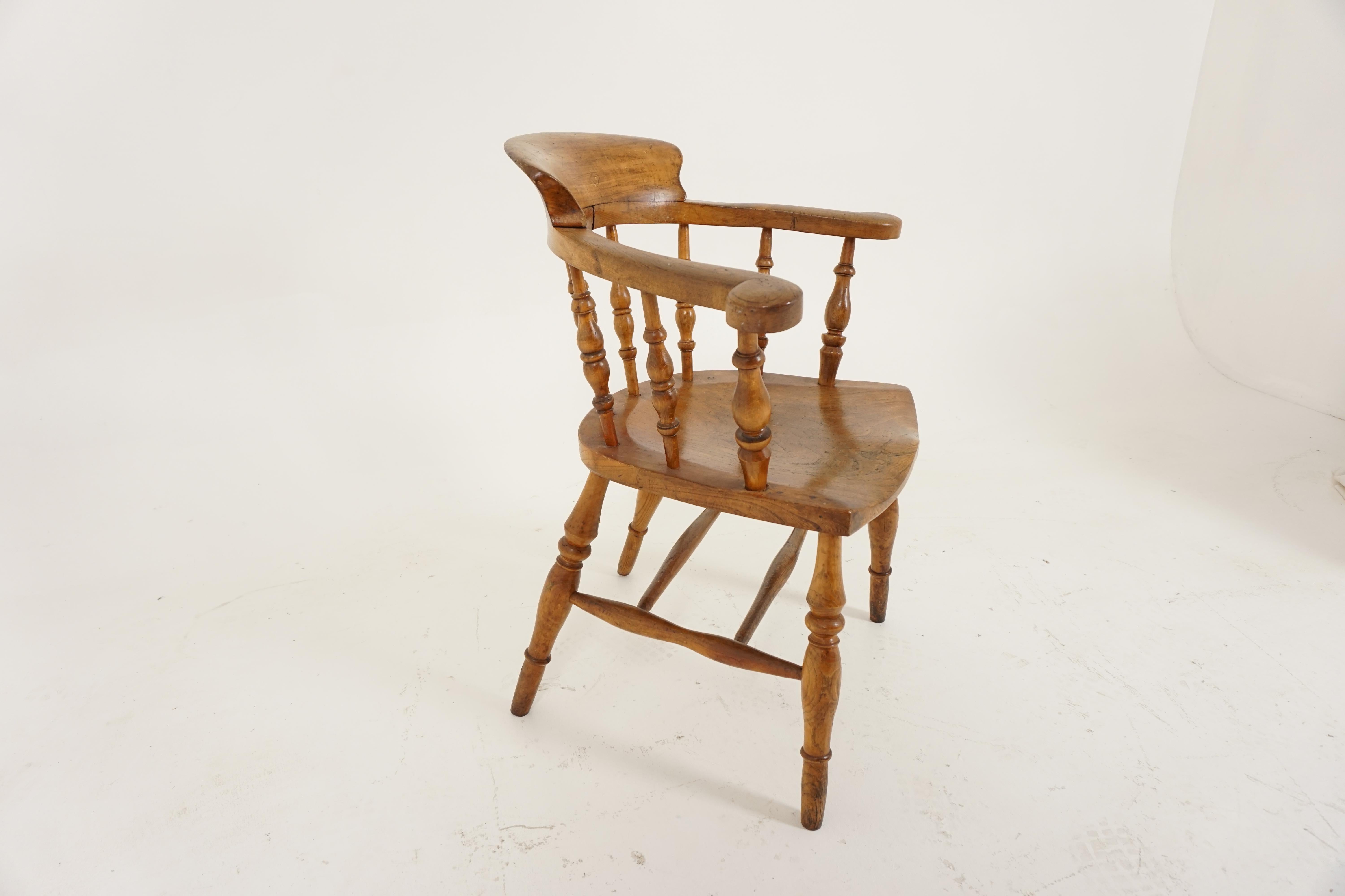 Antiker viktorianischer Ulme Windsor-Sessel mit Rauchschleifenschleife, Schottland 1880, H110 (Schottisch) im Angebot