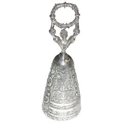 Antique Victorian  Embossed Silver Figural Table Bell, 1898