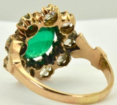 Antique Victorian Emerald and Diamond Gold Ring, 19th Century