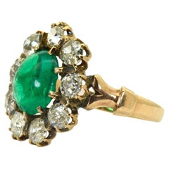 Antique Victorian Emerald and Diamond Gold Ring, 19th Century