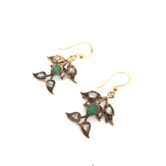 Antique Victorian Emerald and Diamond Ivy Earrings
