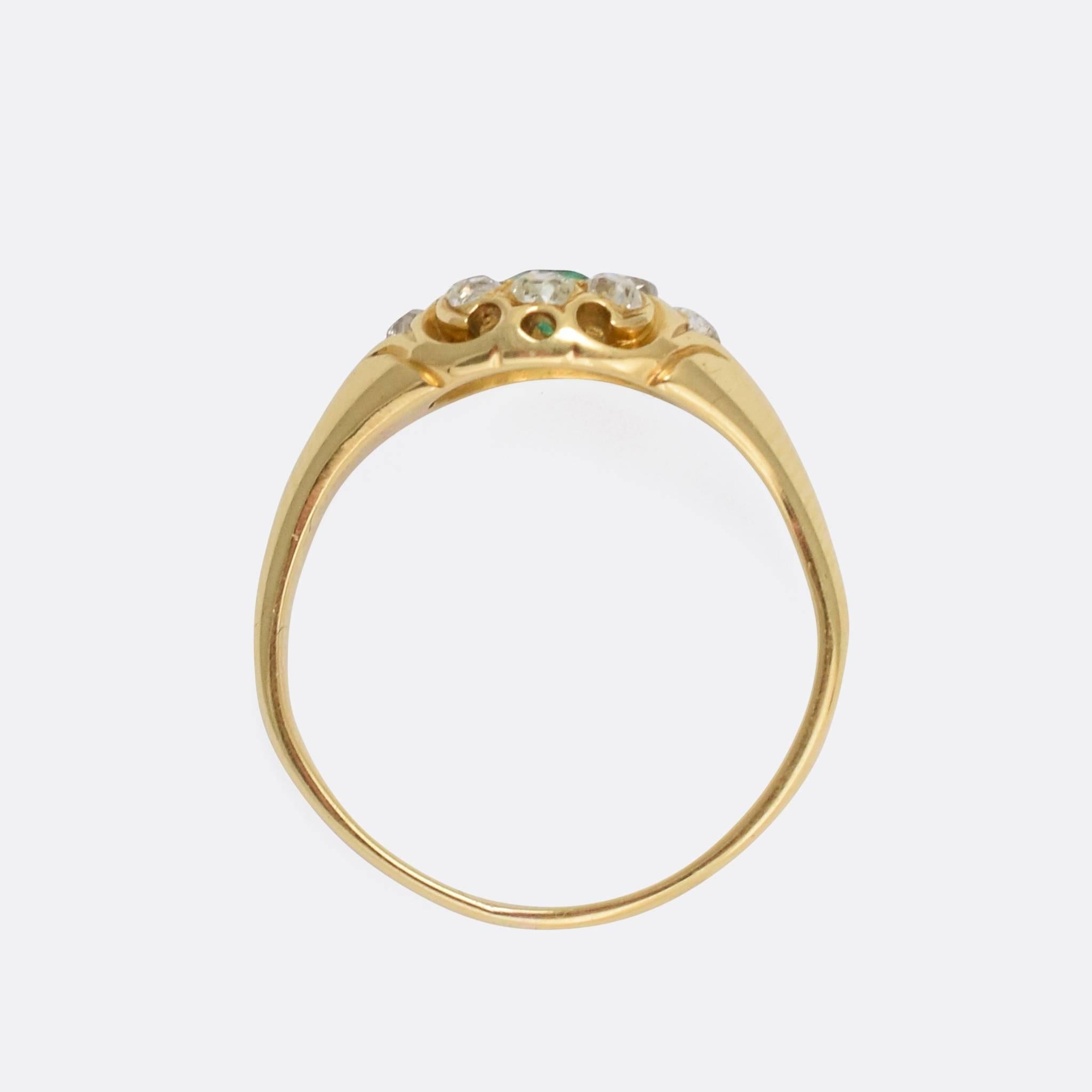 Women's Antique Victorian Emerald Diamond Cluster Ring