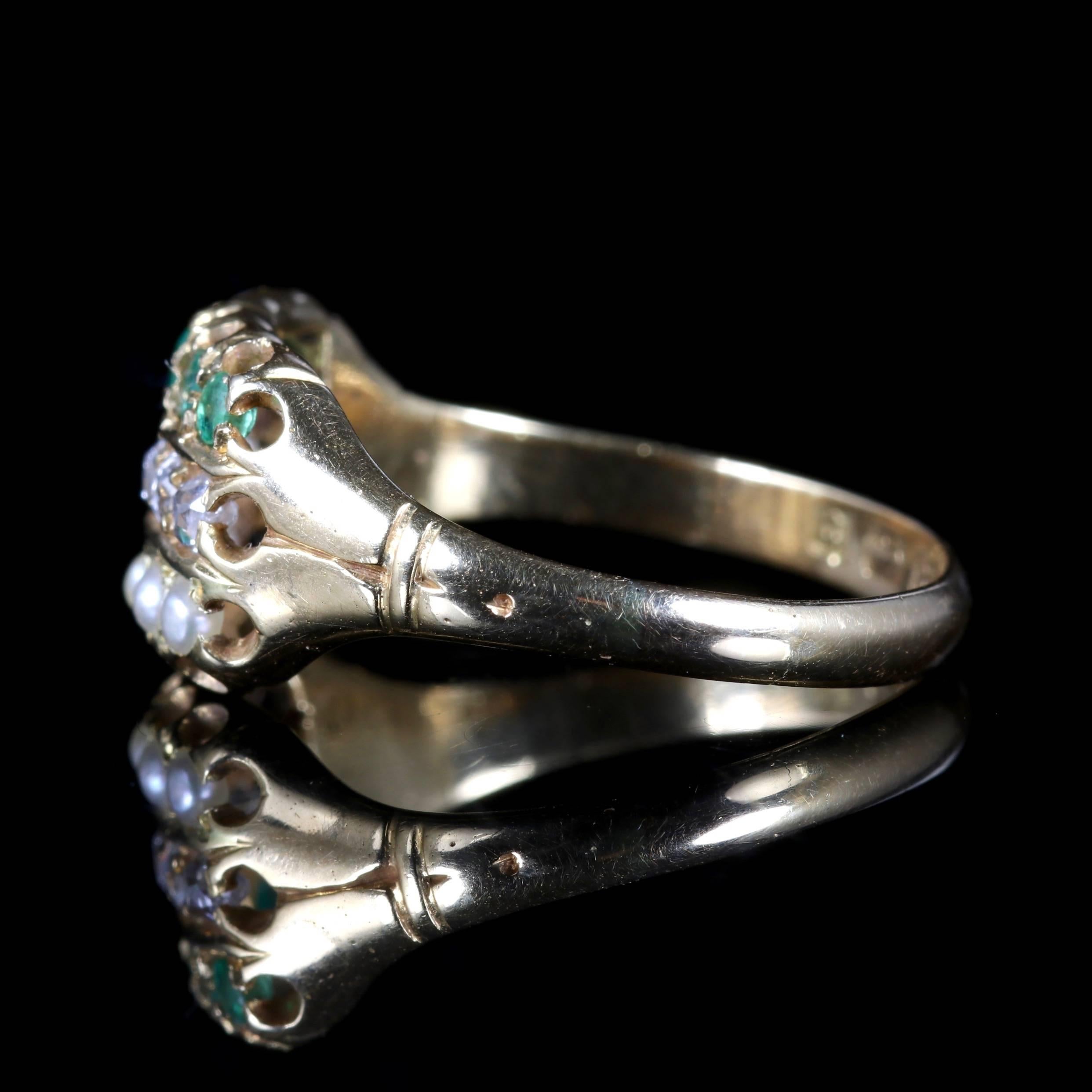 victorian emerald and pearl ring