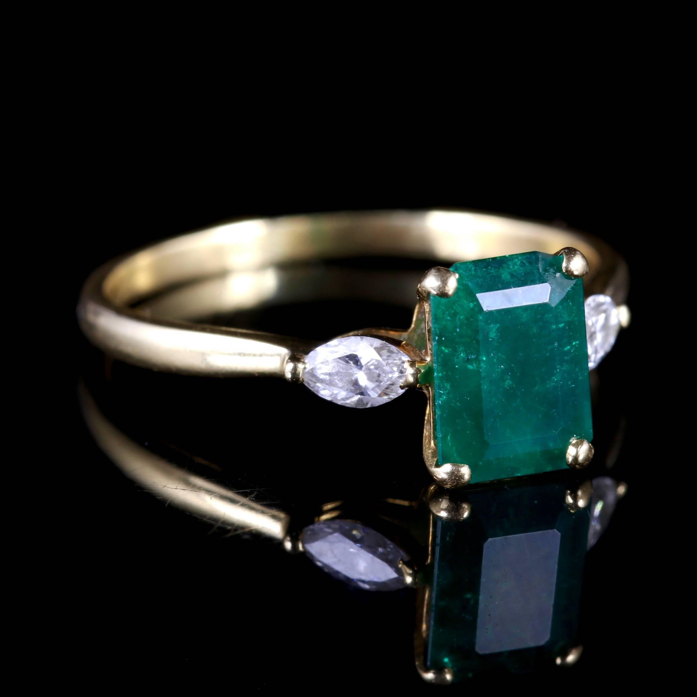 Women's Antique Victorian Emerald Diamond Trilogy Ring 18 Carat, circa 1900