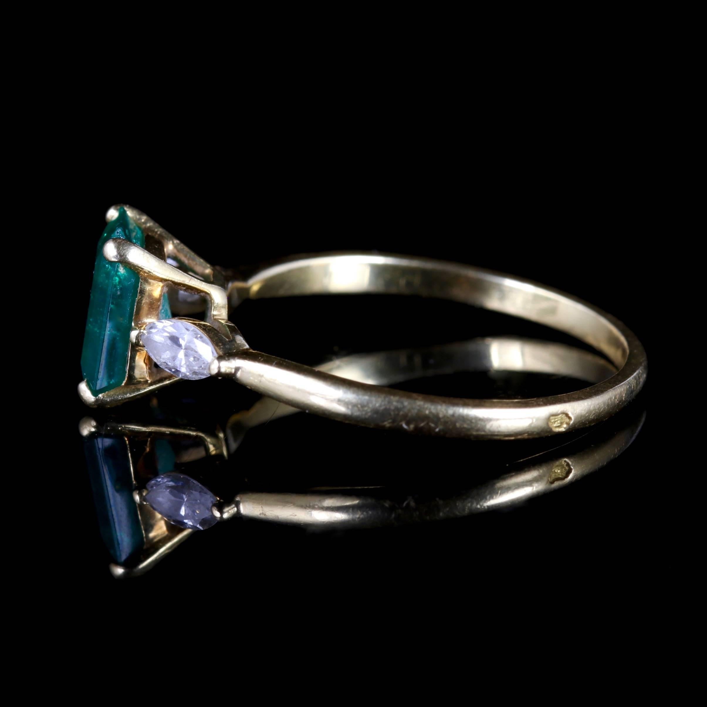 Antique Victorian Emerald Diamond Trilogy Ring 18 Carat, circa 1900 1
