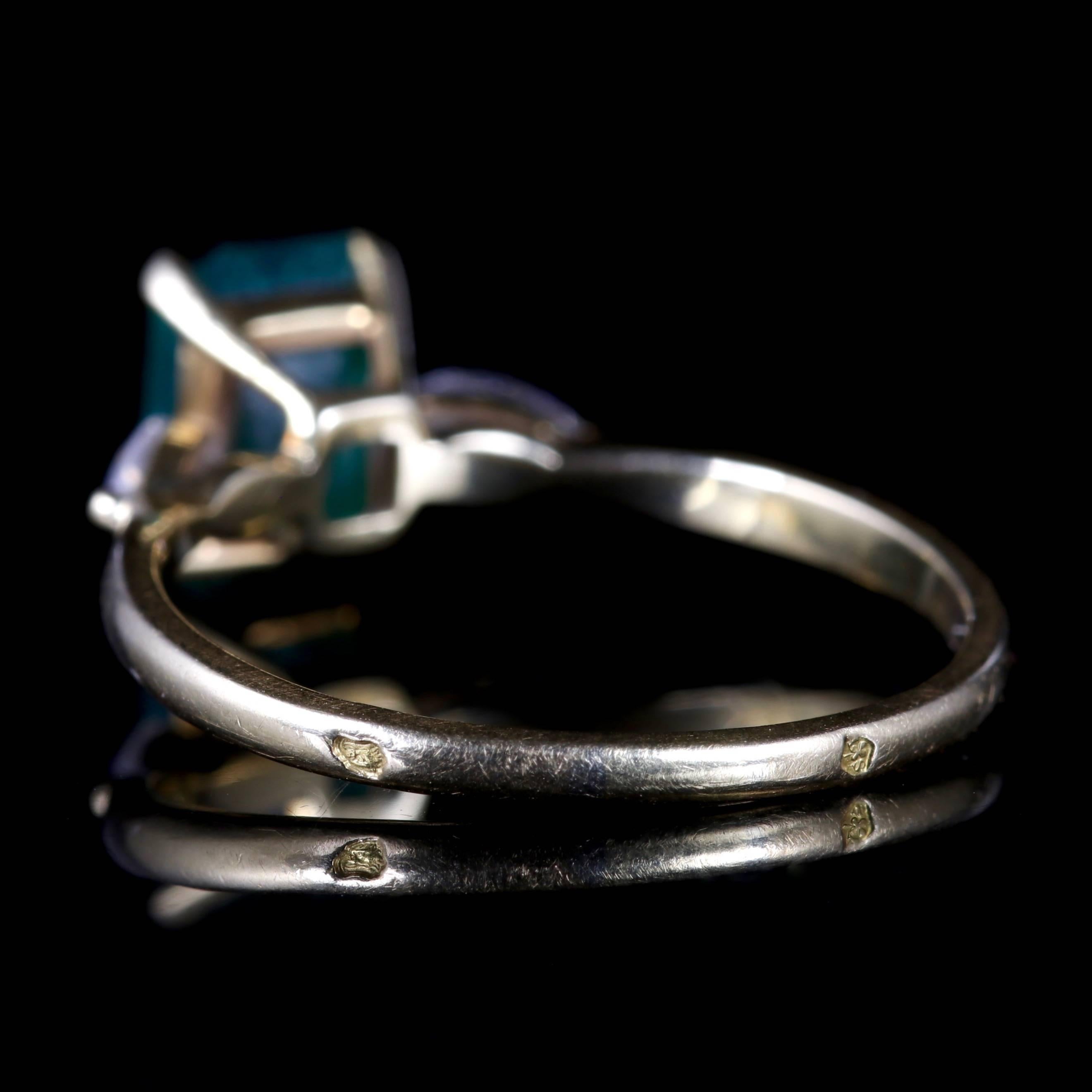 Antique Victorian Emerald Diamond Trilogy Ring 18 Carat, circa 1900 2