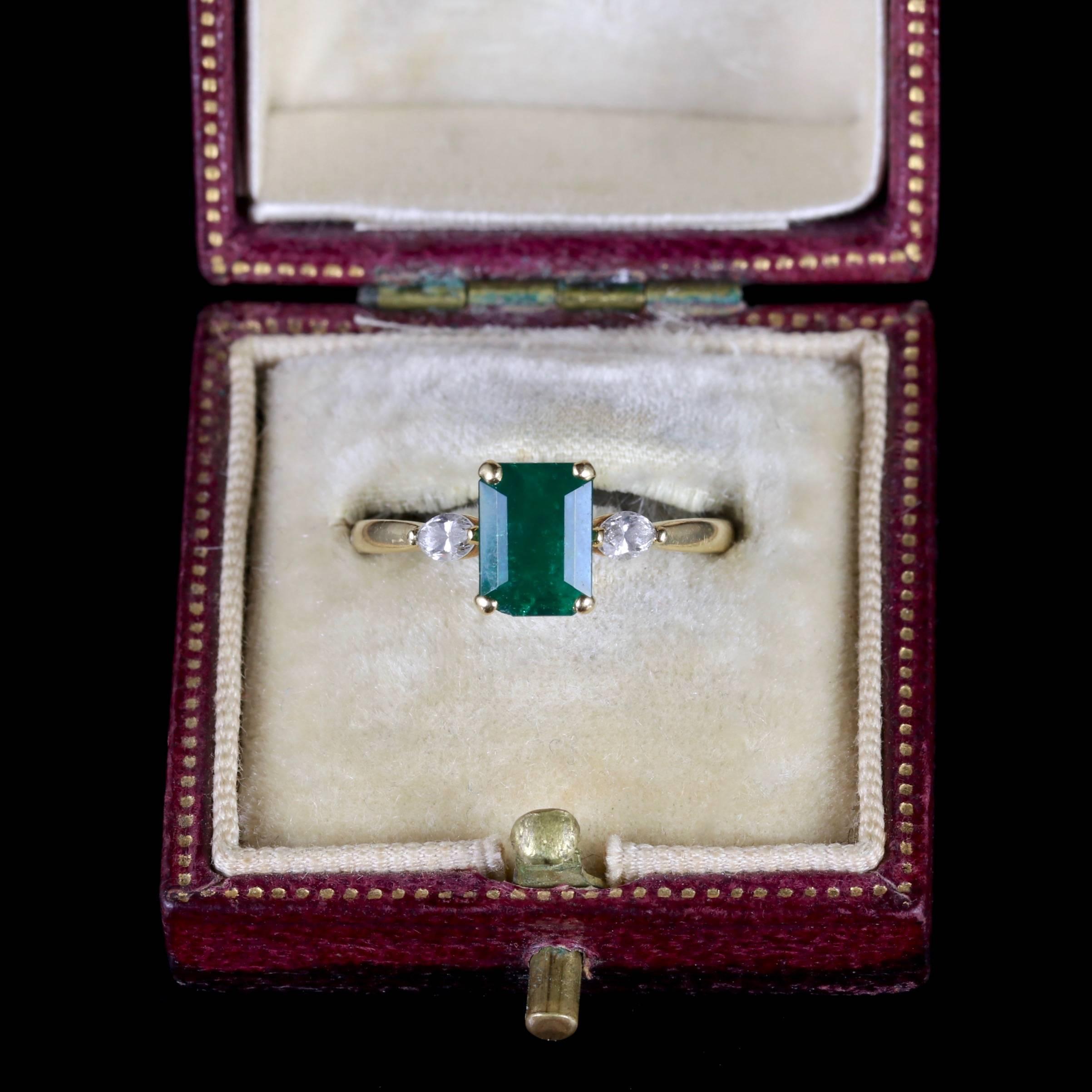 Antique Victorian Emerald Diamond Trilogy Ring 18 Carat, circa 1900 3
