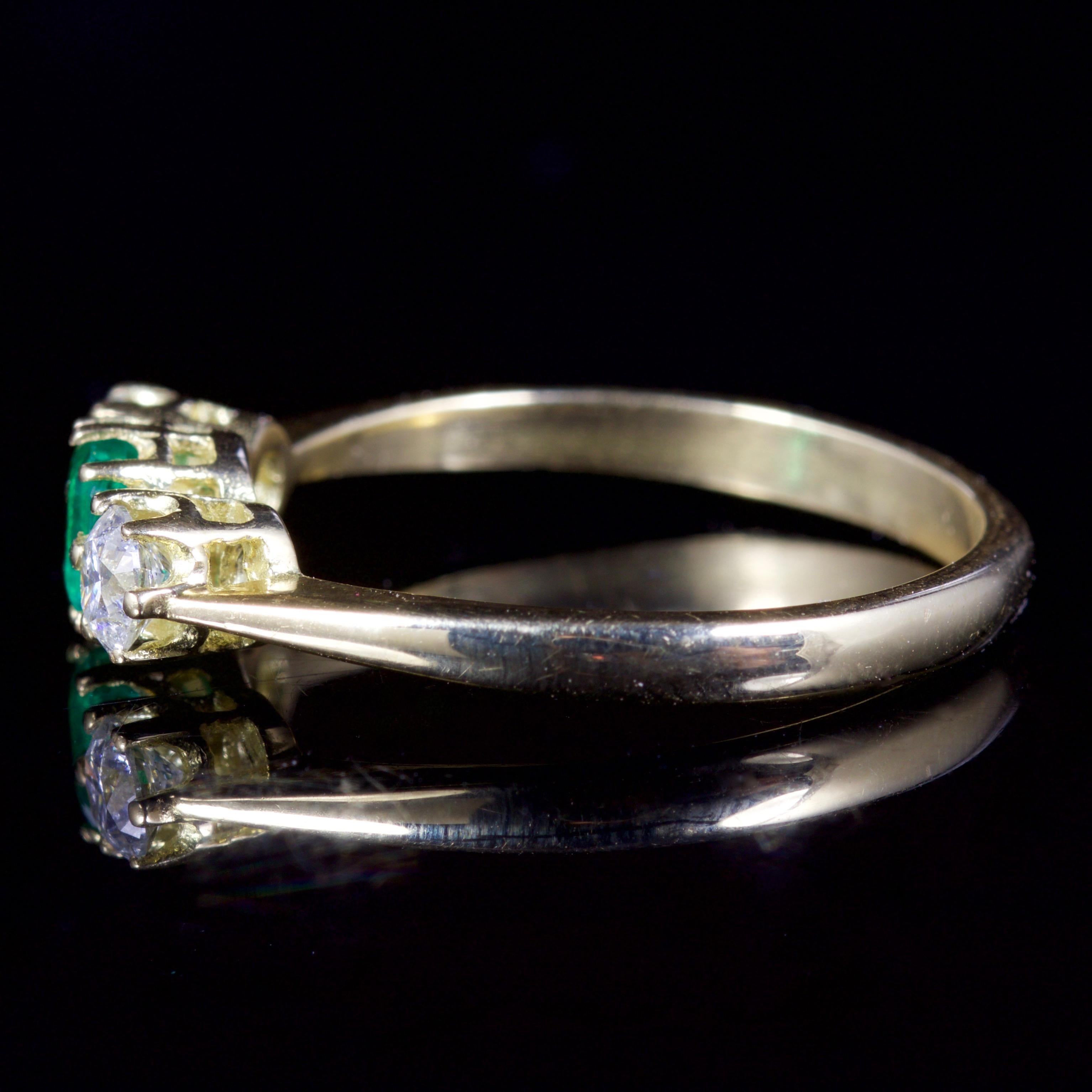 Antique Victorian Emerald Diamond Trilogy Ring 18 Carat Gold, circa 1900 In Excellent Condition In Lancaster, Lancashire