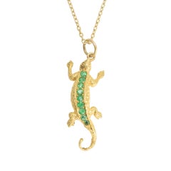 Antique Victorian Emerald Salamander Pendant Necklace