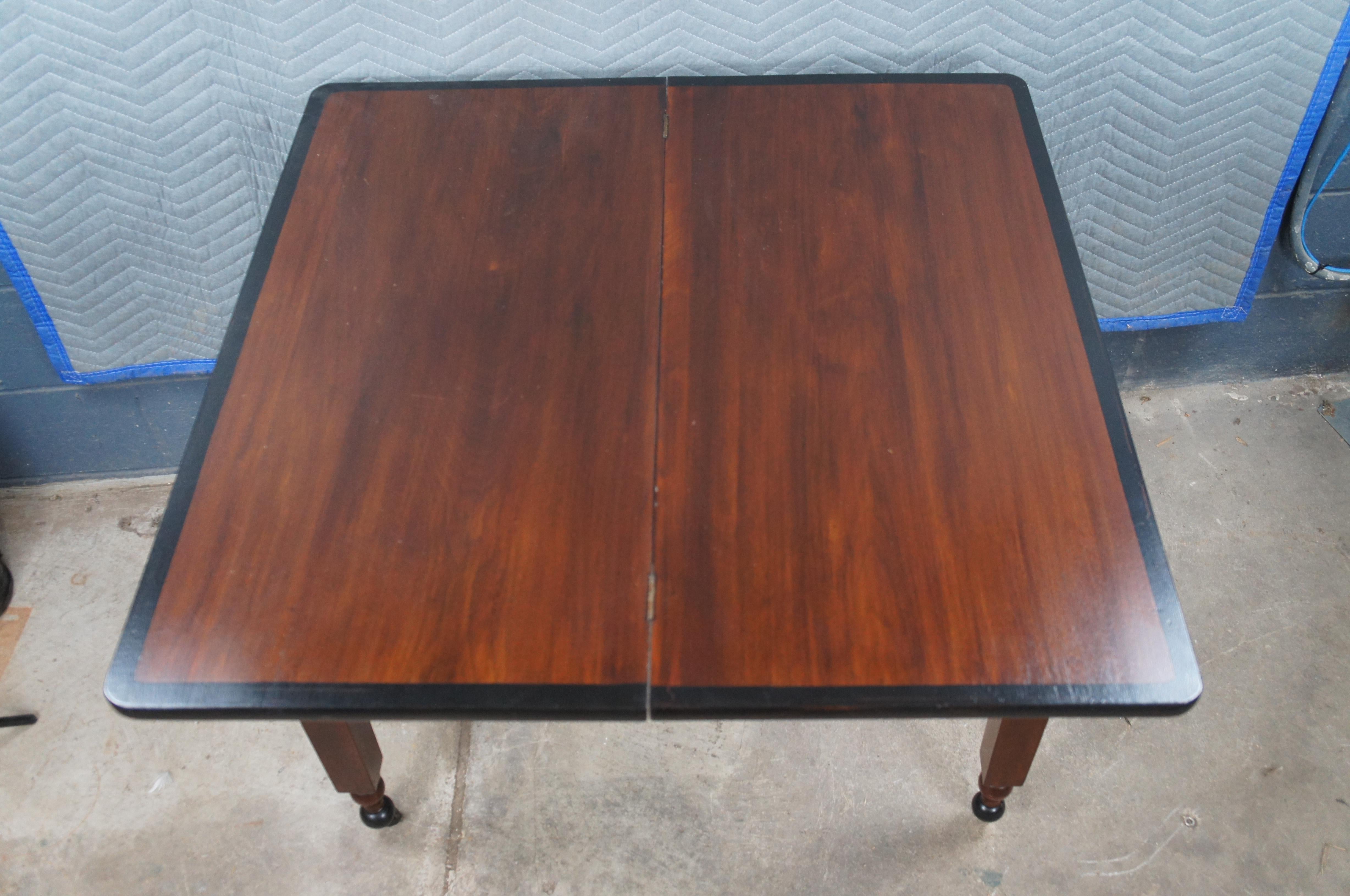 Antique Victorian Empire Ebonized Mahogany Flip Top Game Card Parlor Table For Sale 5