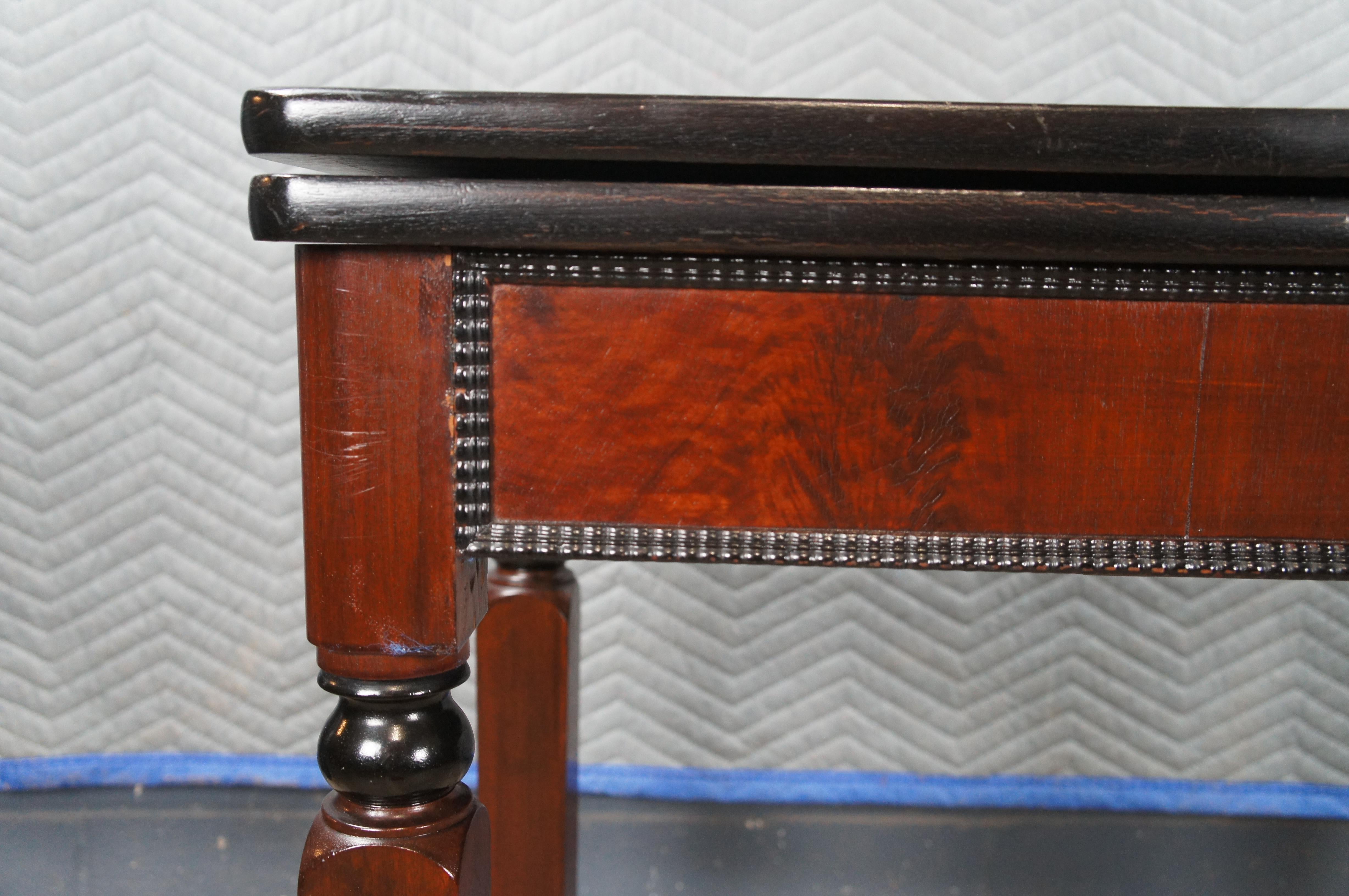 Antique Victorian Empire Ebonized Mahogany Flip Top Game Card Parlor Table For Sale 6