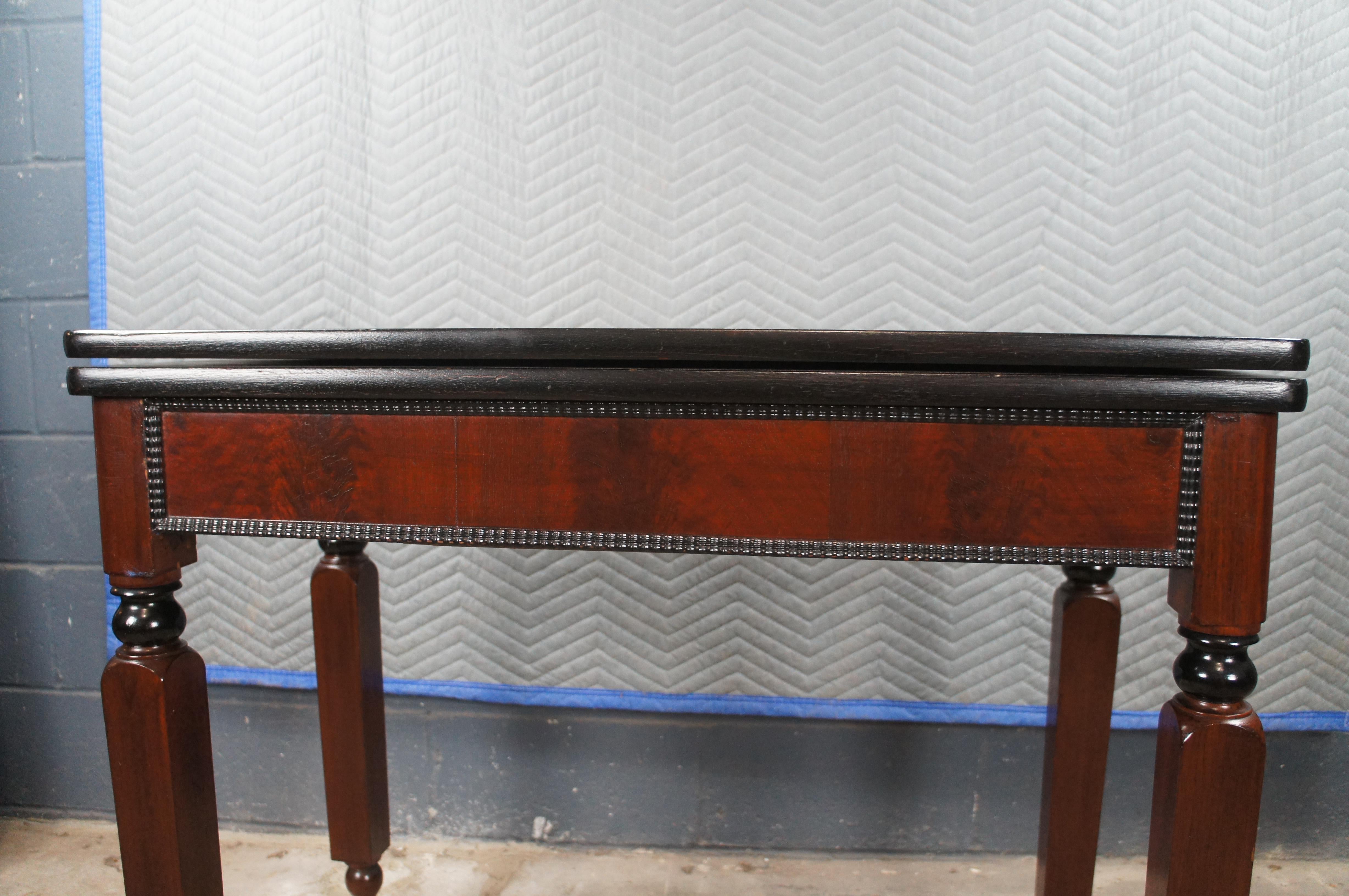 Antique Victorian Empire Ebonized Mahogany Flip Top Game Card Parlor Table For Sale 8