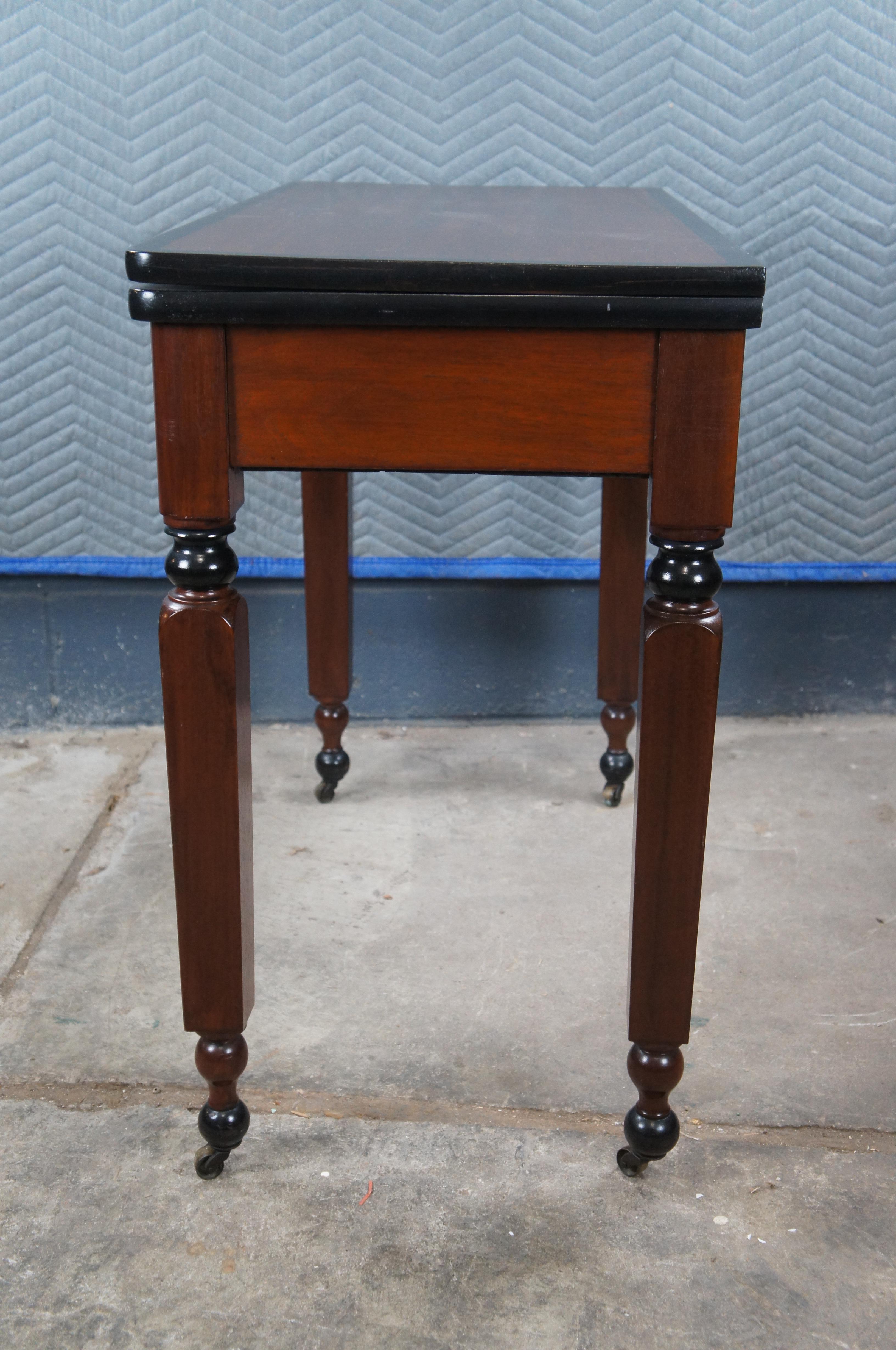 Antique Victorian Empire Ebonized Mahogany Flip Top Game Card Parlor Table For Sale 9