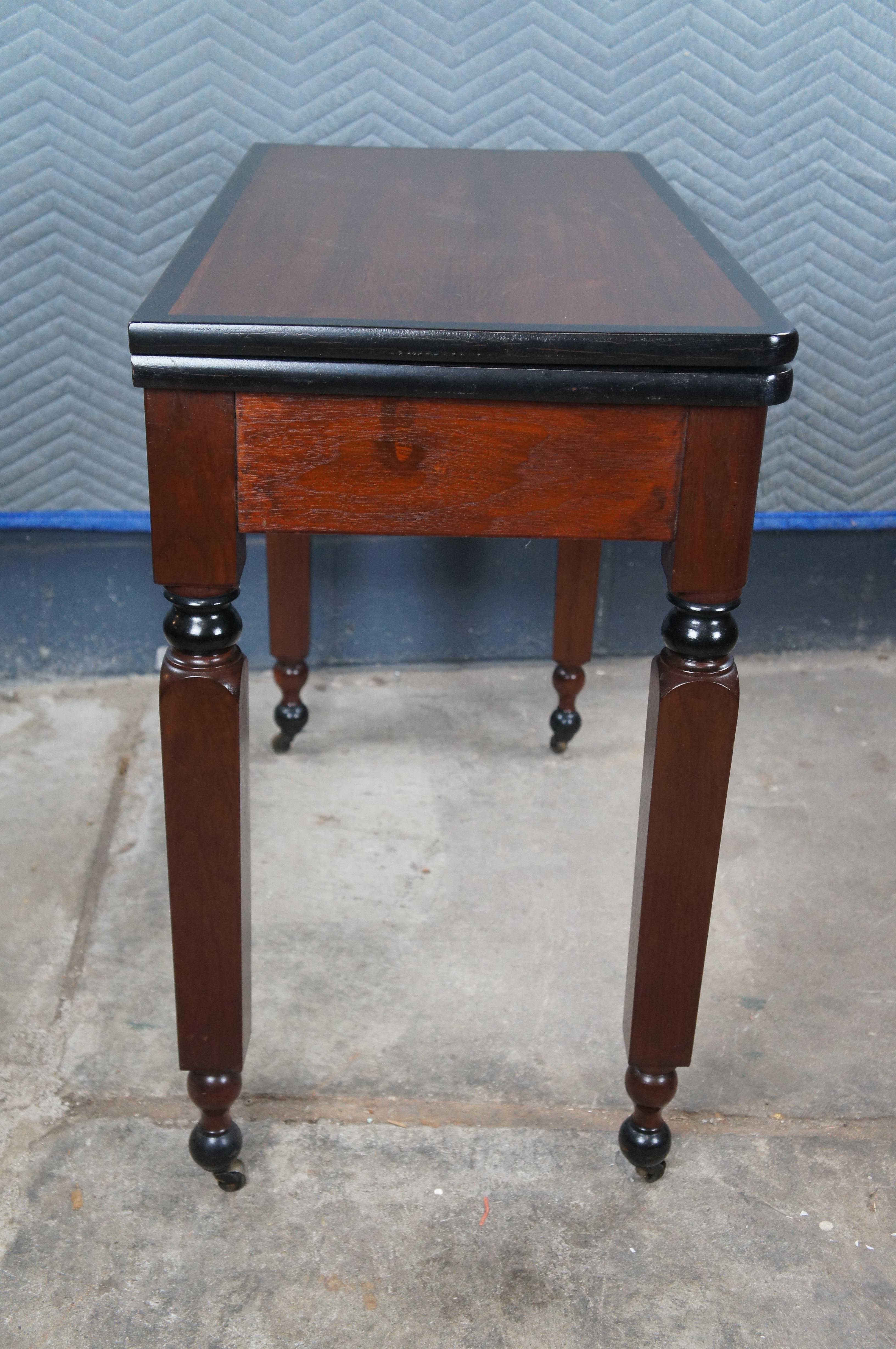 Antique Victorian Empire Ebonized Mahogany Flip Top Game Card Parlor Table For Sale 11