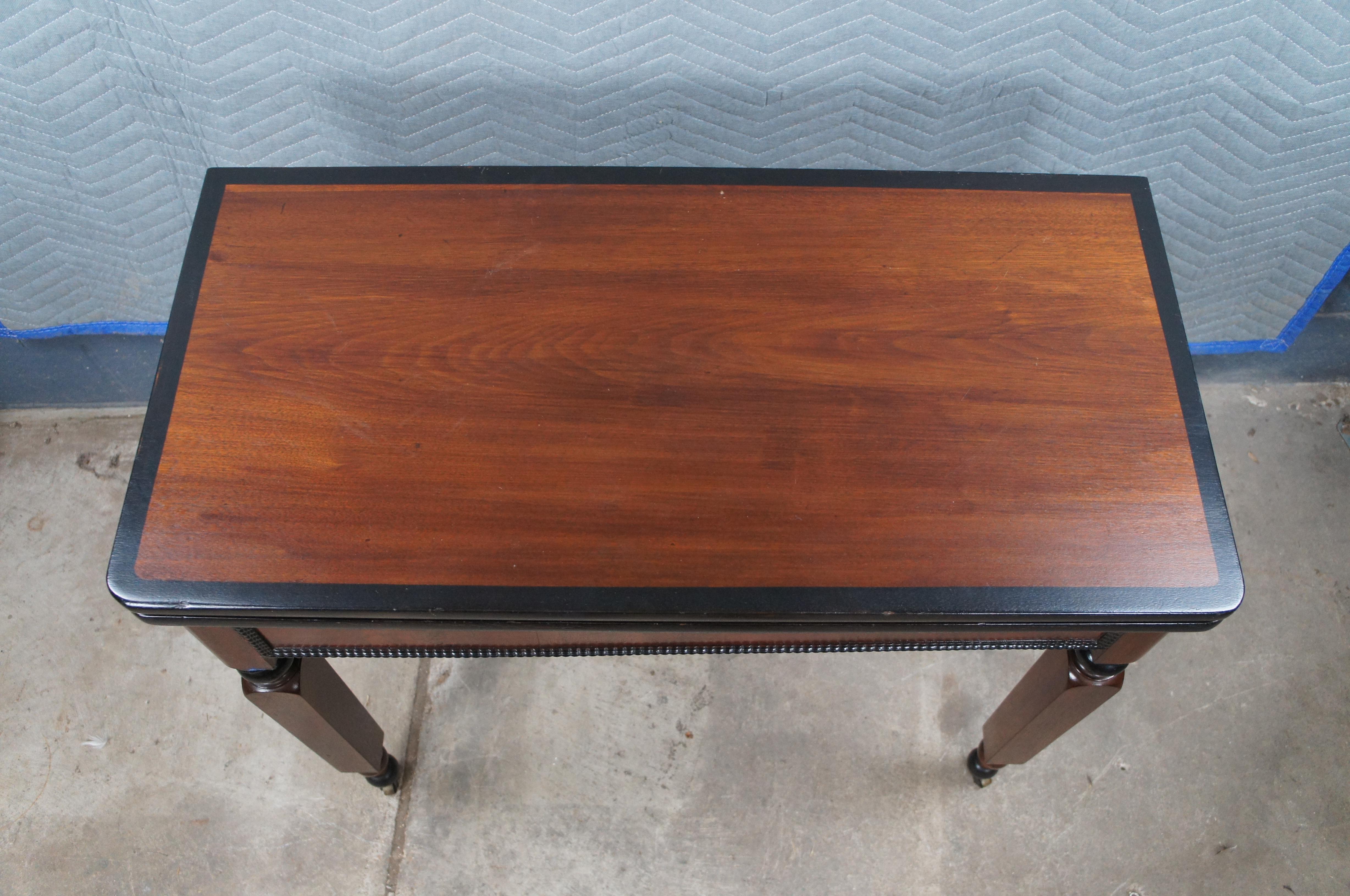 Antique Victorian Empire Ebonized Mahogany Flip Top Game Card Parlor Table For Sale 1