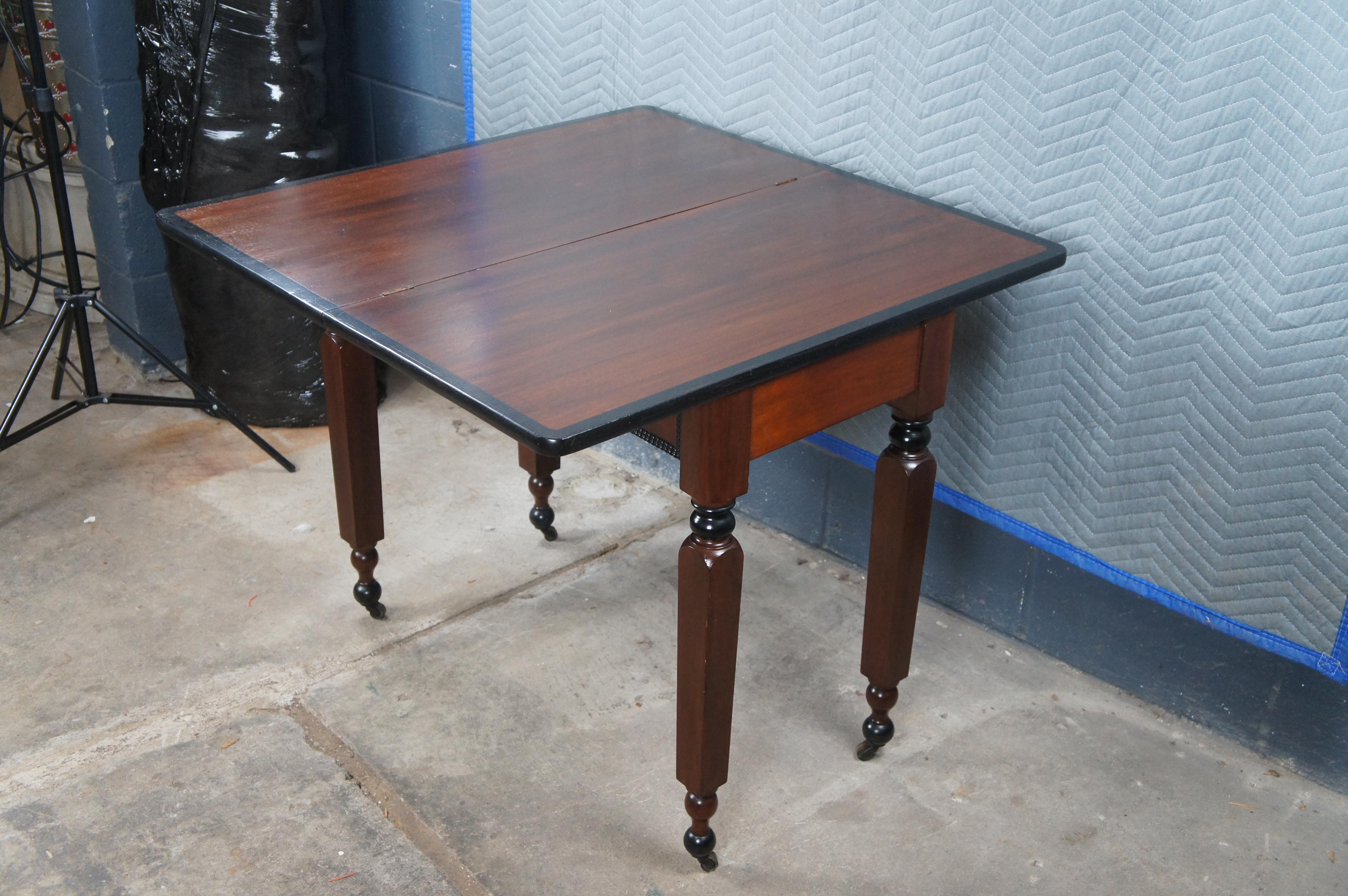 Antique Victorian Empire Ebonized Mahogany Flip Top Game Card Parlor Table For Sale 4