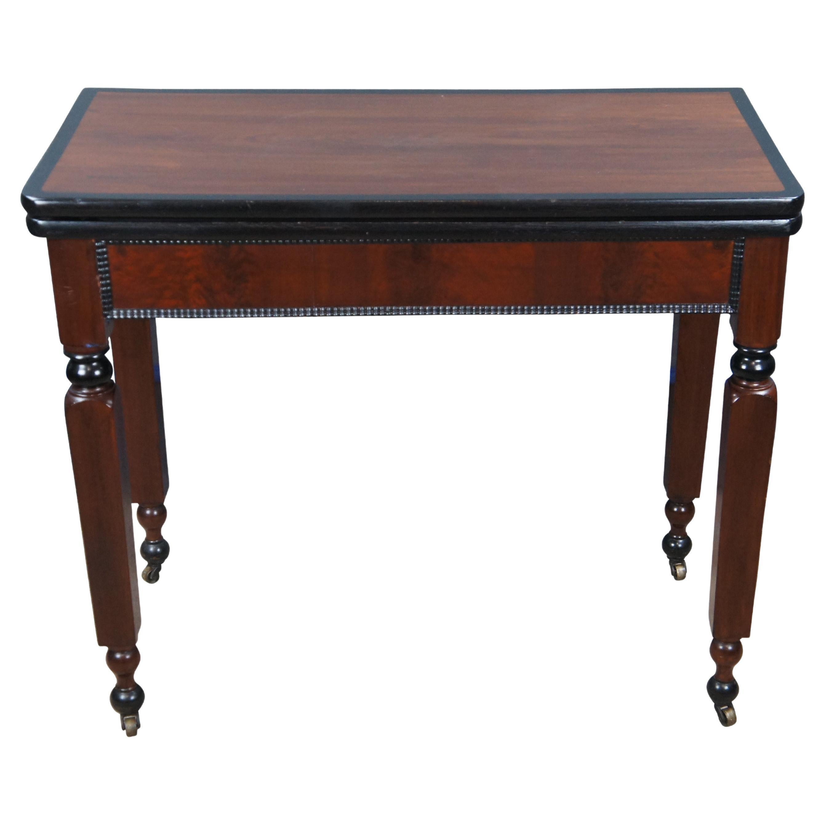 Antique Victorian Empire Ebonized Mahogany Flip Top Game Card Parlor Table