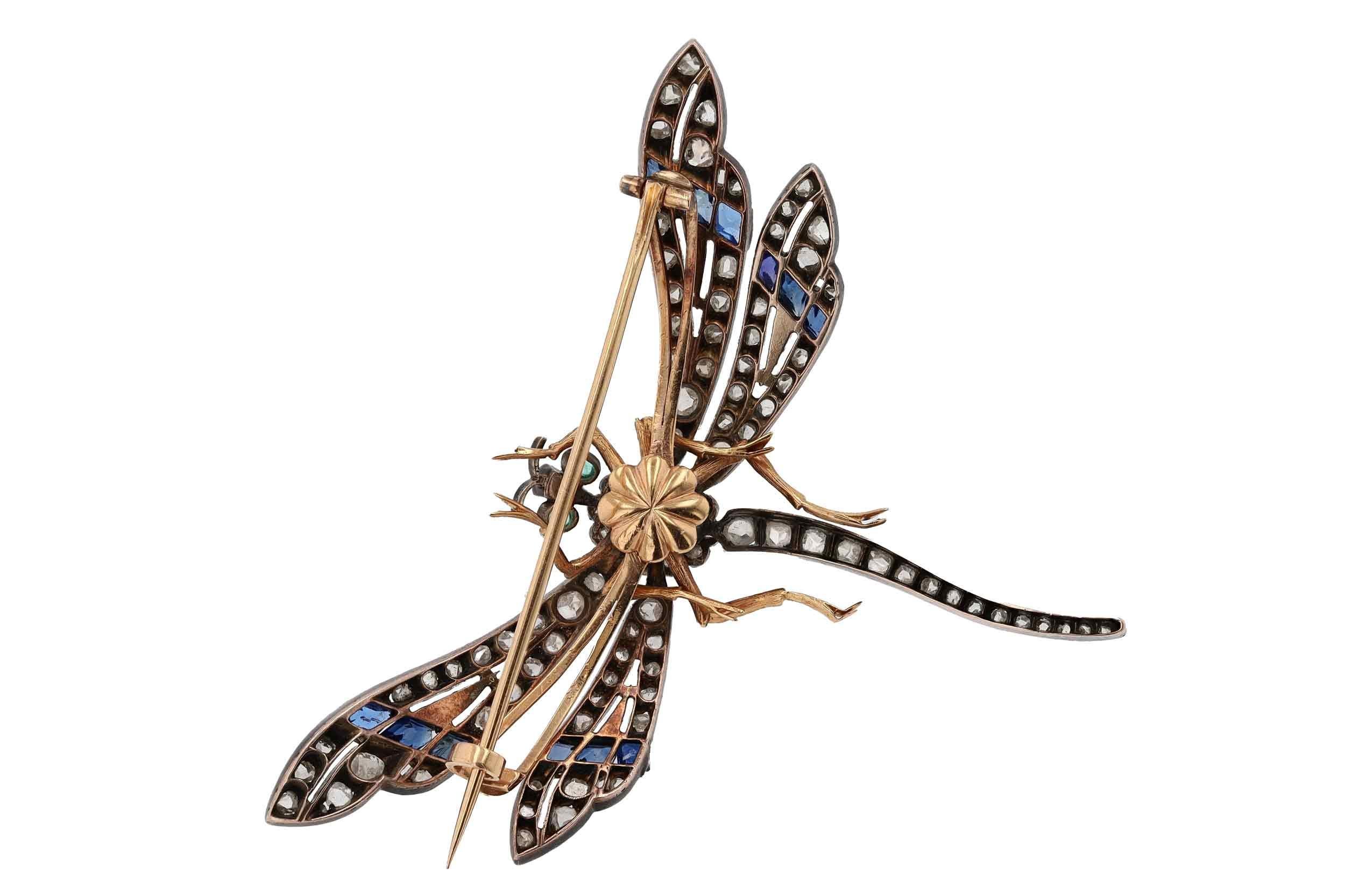 Antique Victorian En Tremblant Diamond Dragonfly Brooch For Sale 1