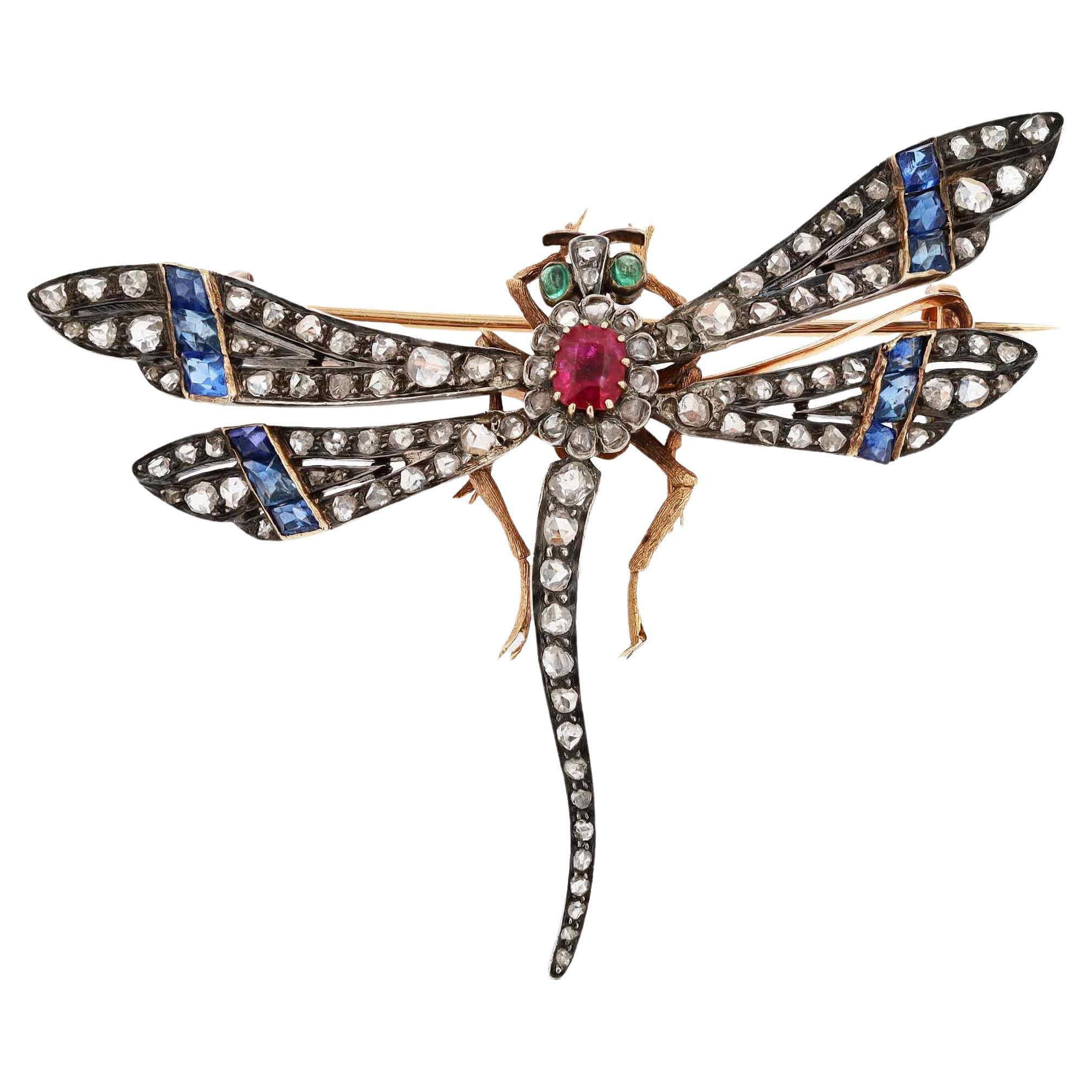 Antike viktorianische En Tremblant Diamant-Schmetterlingsbrosche im Angebot
