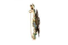 Antique Victorian Enamel and Multi-Gem Butterfly Brooch Pendant