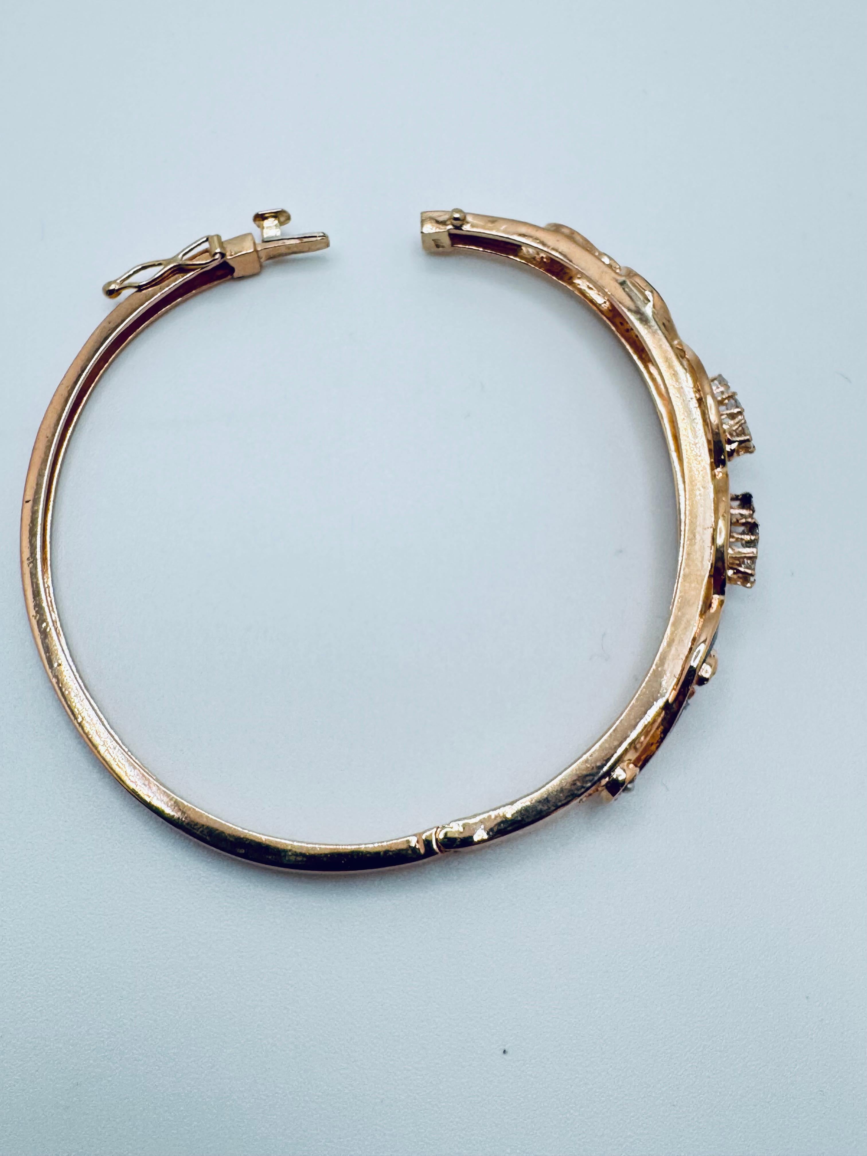 Antique Victorian Enamel Bangle with Old Mine Cut Diamonds For Sale 4