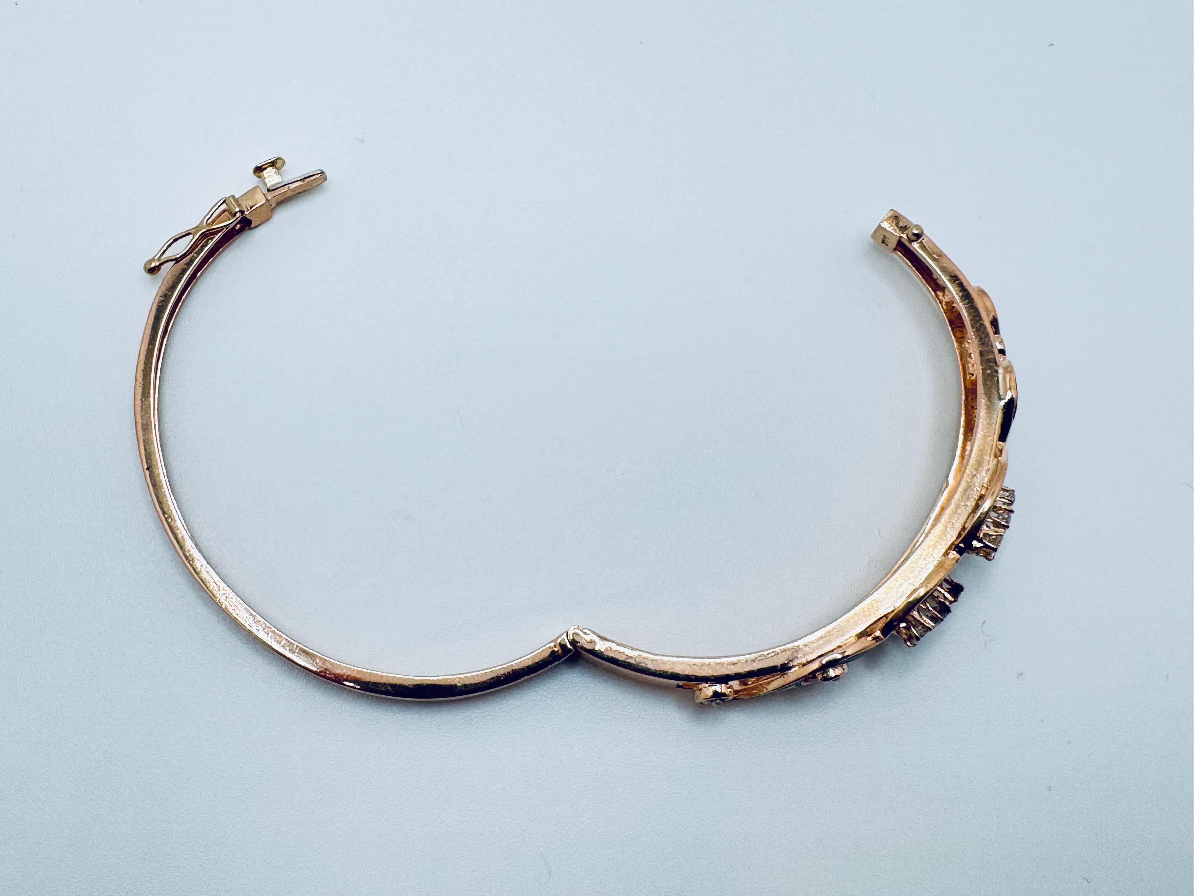 Antique Victorian Enamel Bangle with Old Mine Cut Diamonds For Sale 6