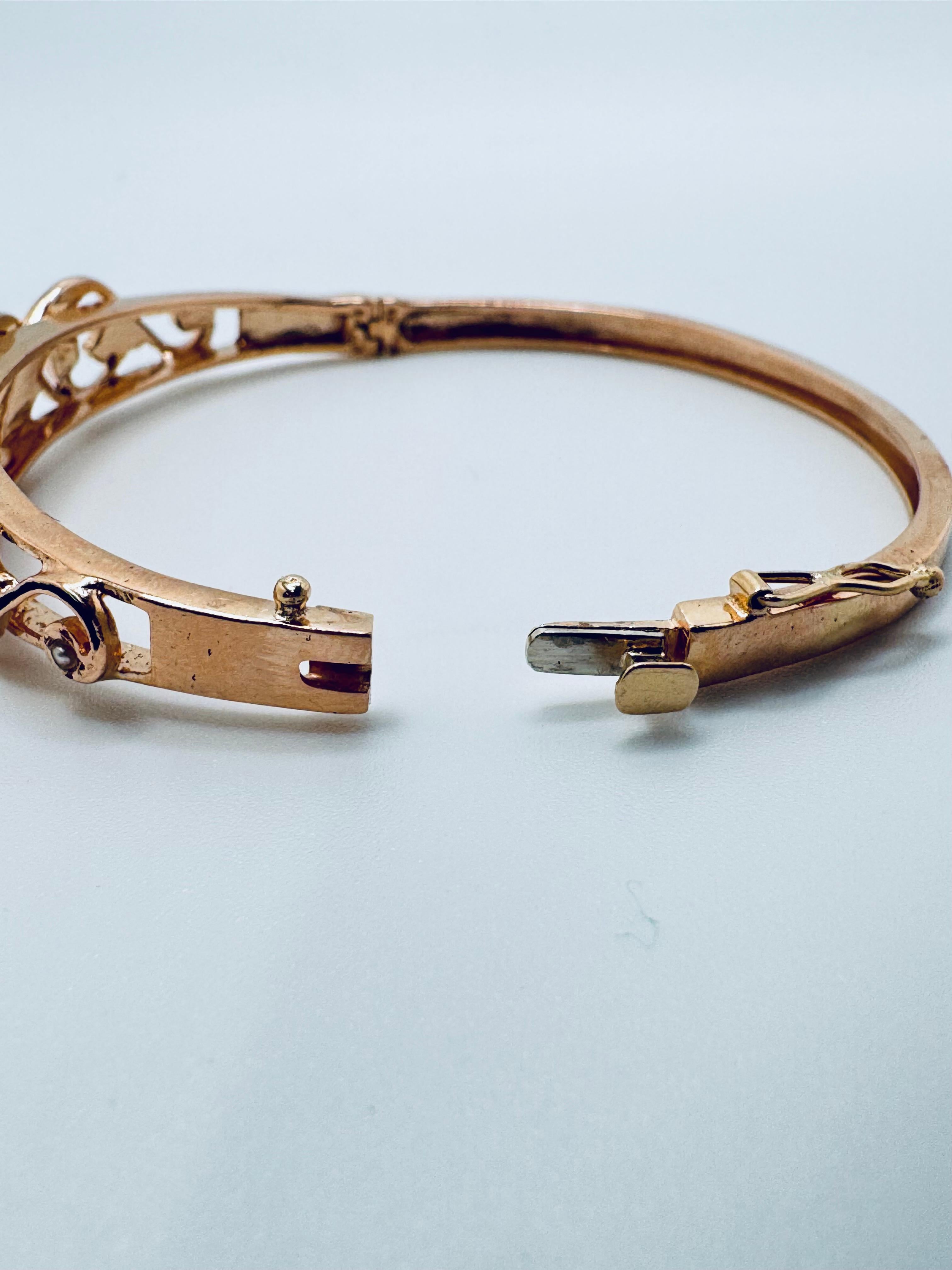 Antique Victorian Enamel Bangle with Old Mine Cut Diamonds For Sale 7