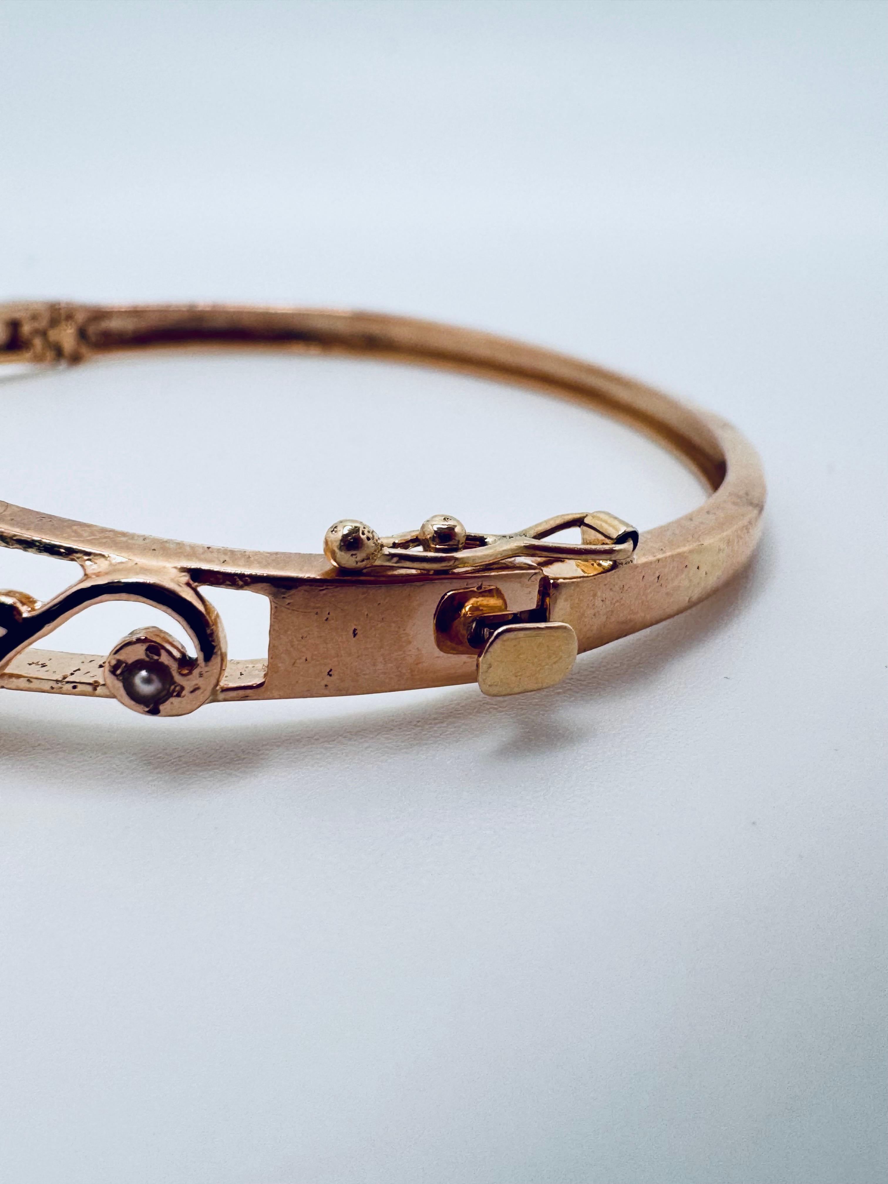 Antique Victorian Enamel Bangle with Old Mine Cut Diamonds In Good Condition For Sale In Palm Desert, CA