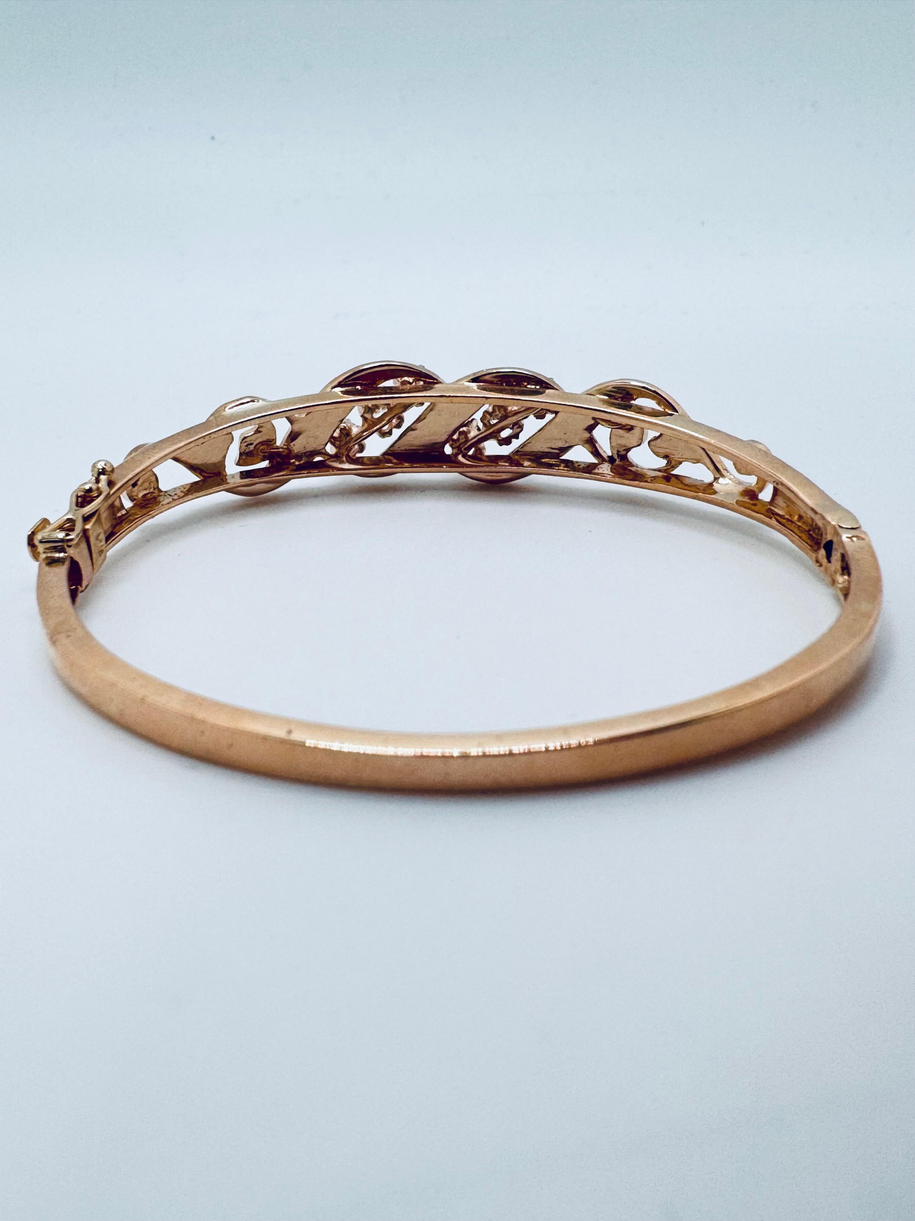 Antique Victorian Enamel Bangle with Old Mine Cut Diamonds For Sale 1