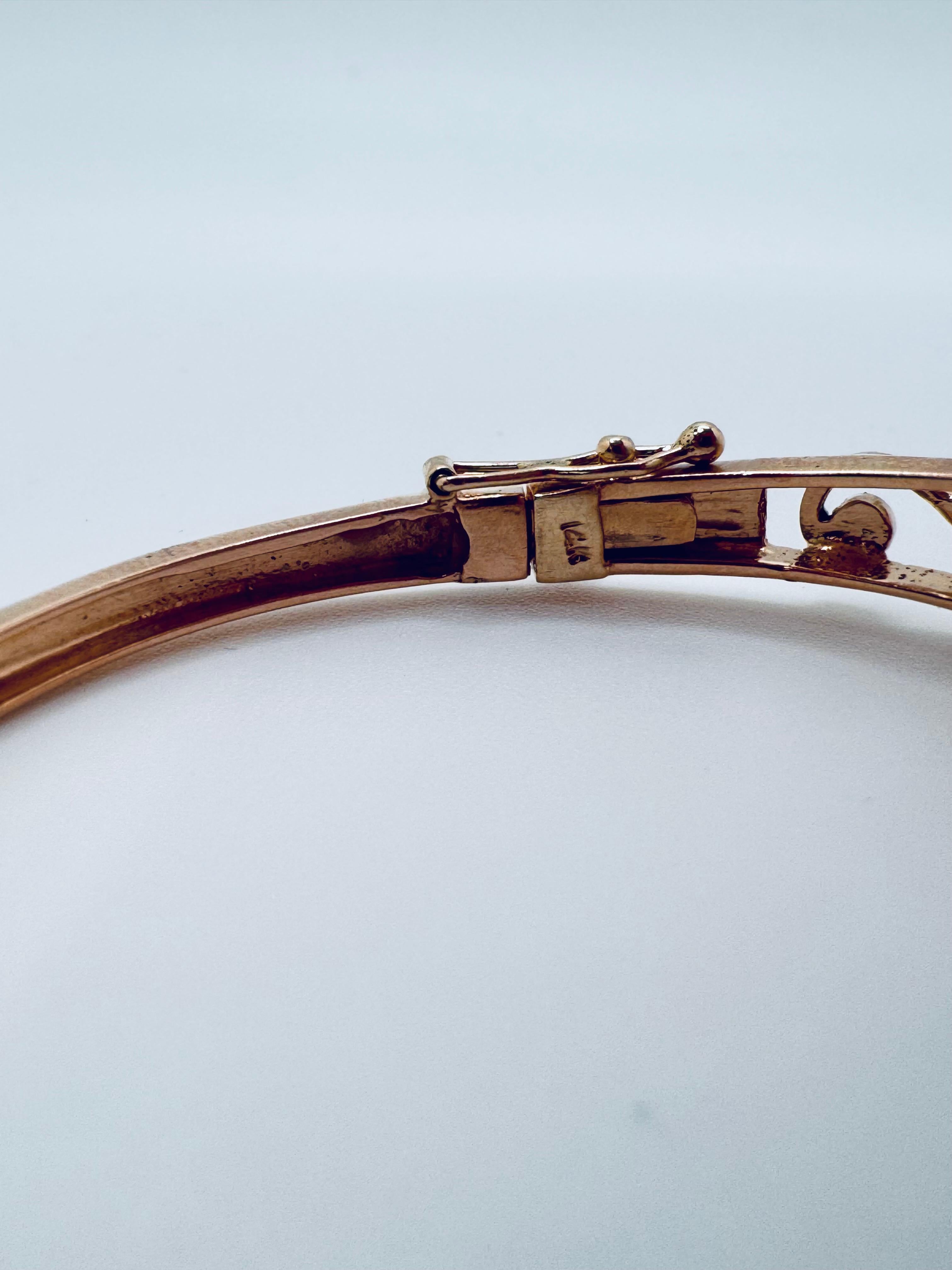 Antique Victorian Enamel Bangle with Old Mine Cut Diamonds For Sale 2