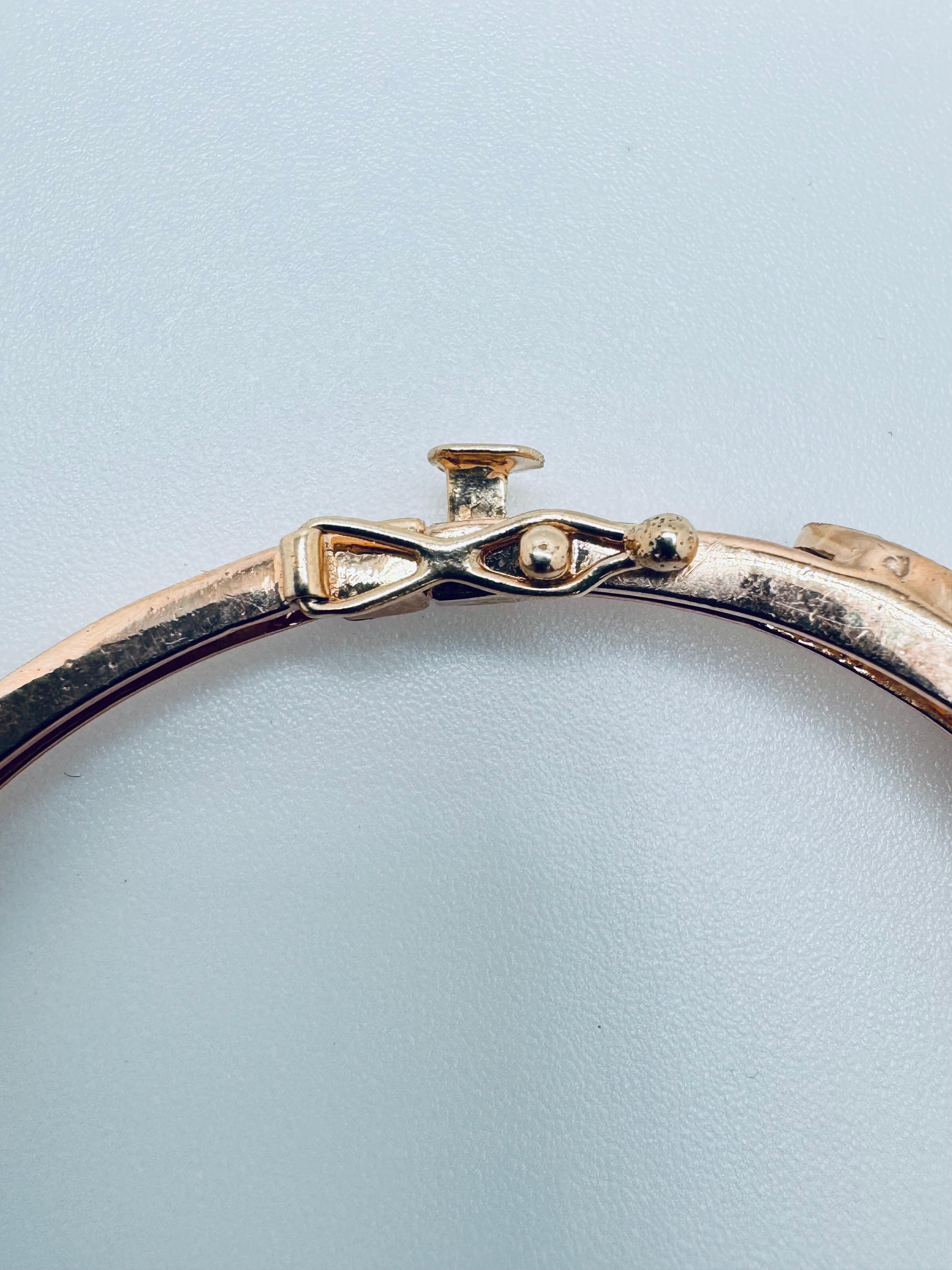 Antique Victorian Enamel Bangle with Old Mine Cut Diamonds For Sale 3