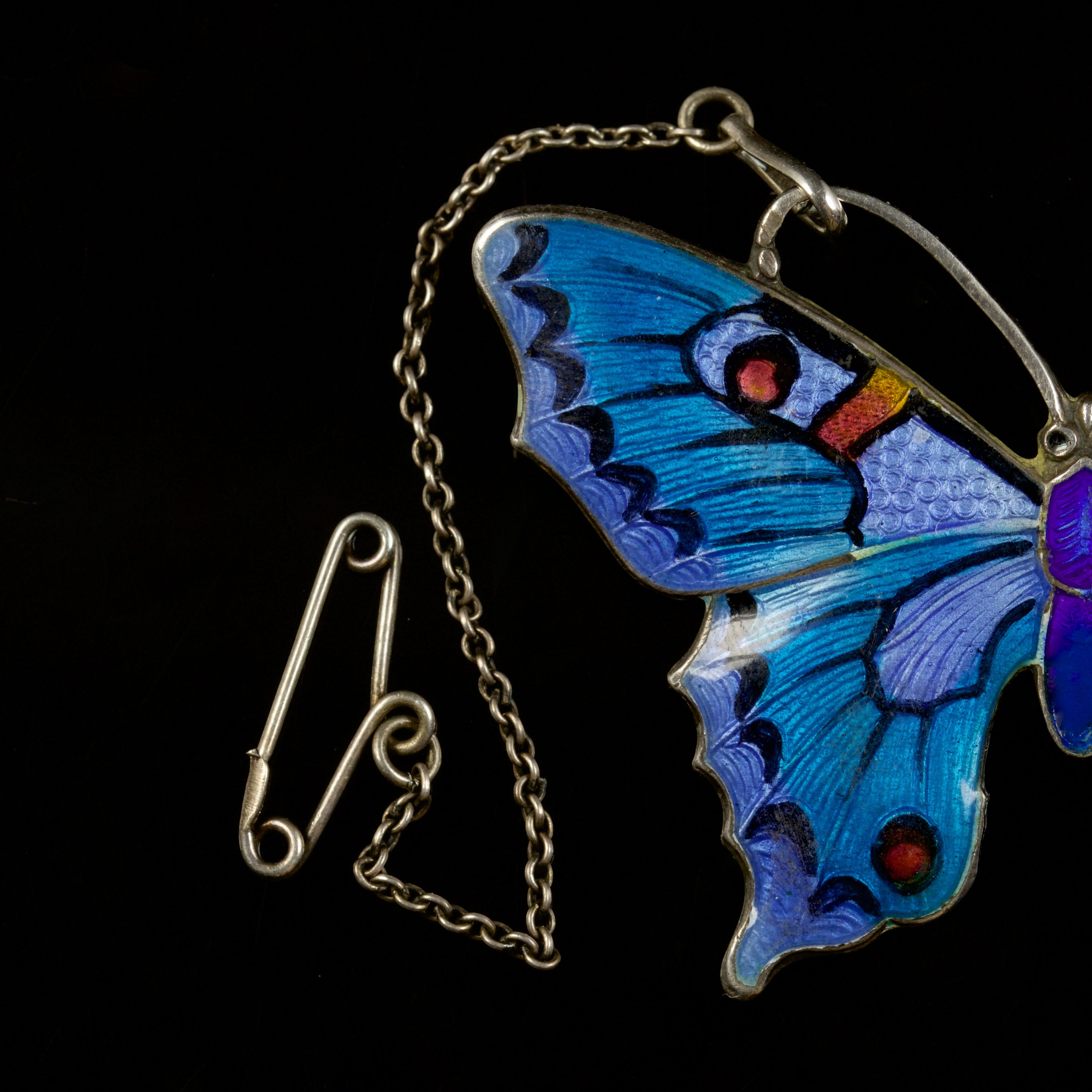 This beautiful Victorian butterfly brooch is set in Sterling Silver, Circa 1900.

Butterfly or insect jewellery is highly collectable and was a symbol of good luck to the wearer during the Victorian era.

The butterfly is beautifully decorated in