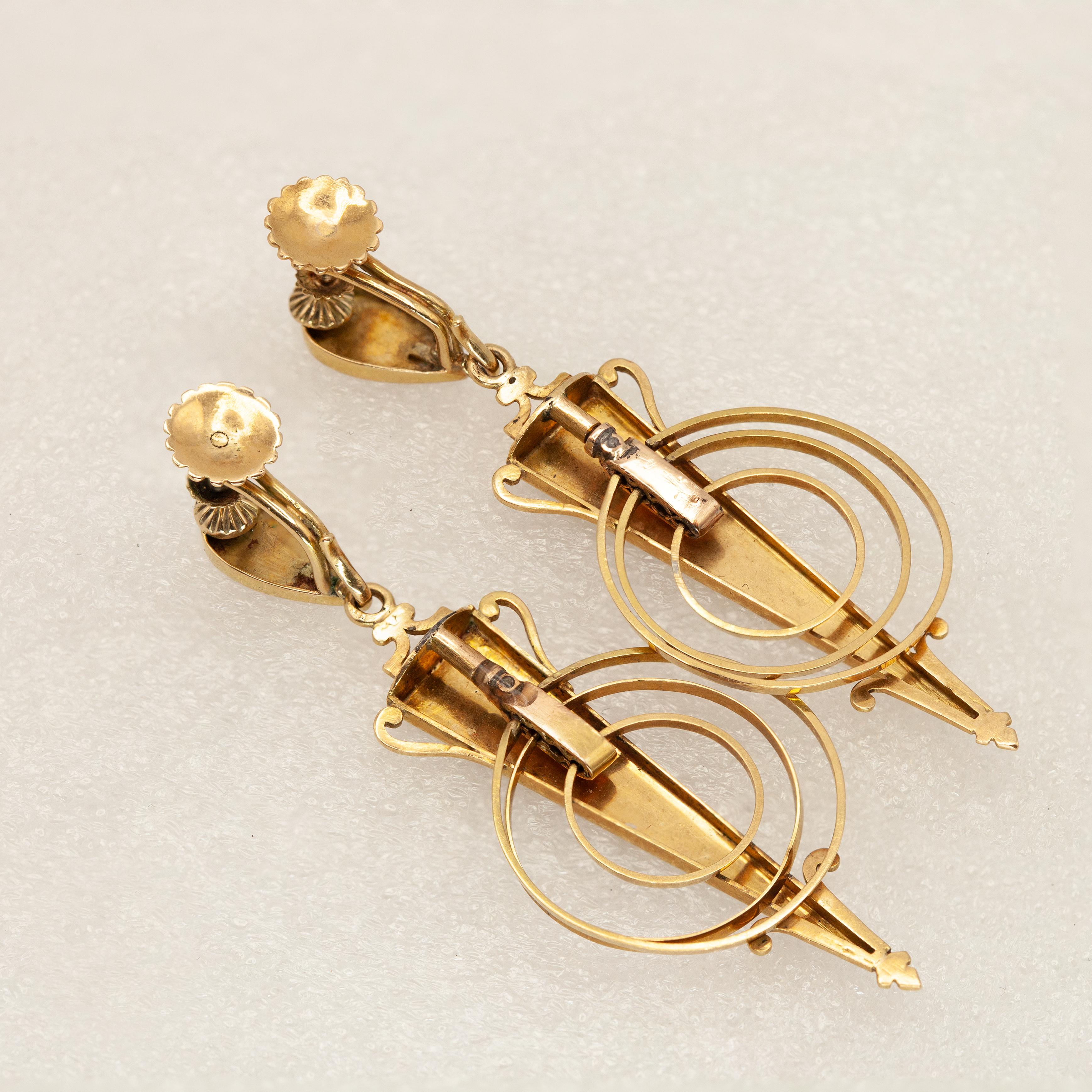 Antique Victorian Enamel Cherub Earrings and Brooch Set in 18K Gold c. 1900 en venta 9