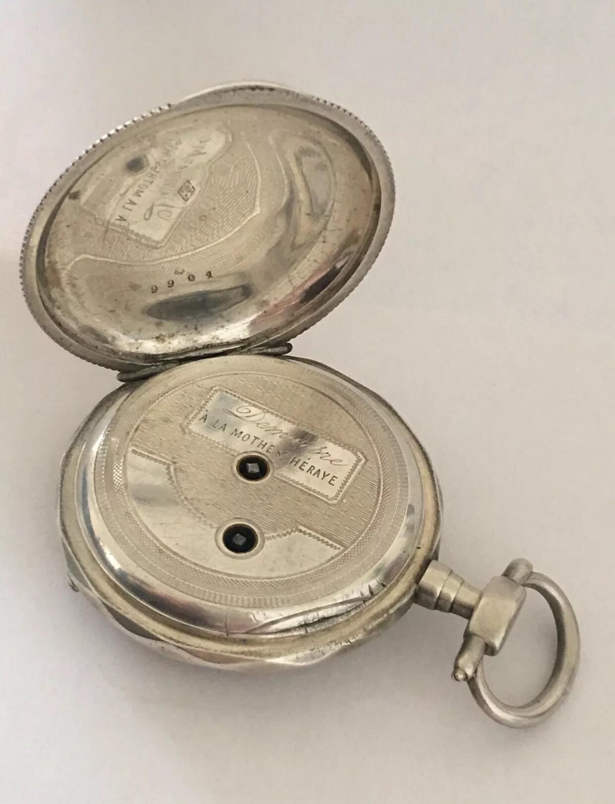 Antique Victorian Enamel Inlaid Key-Wind Pocket Watch 5