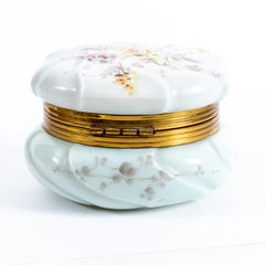 Antique Victorian Enamel Painted Wavecrest Art Glass Dresser Jar