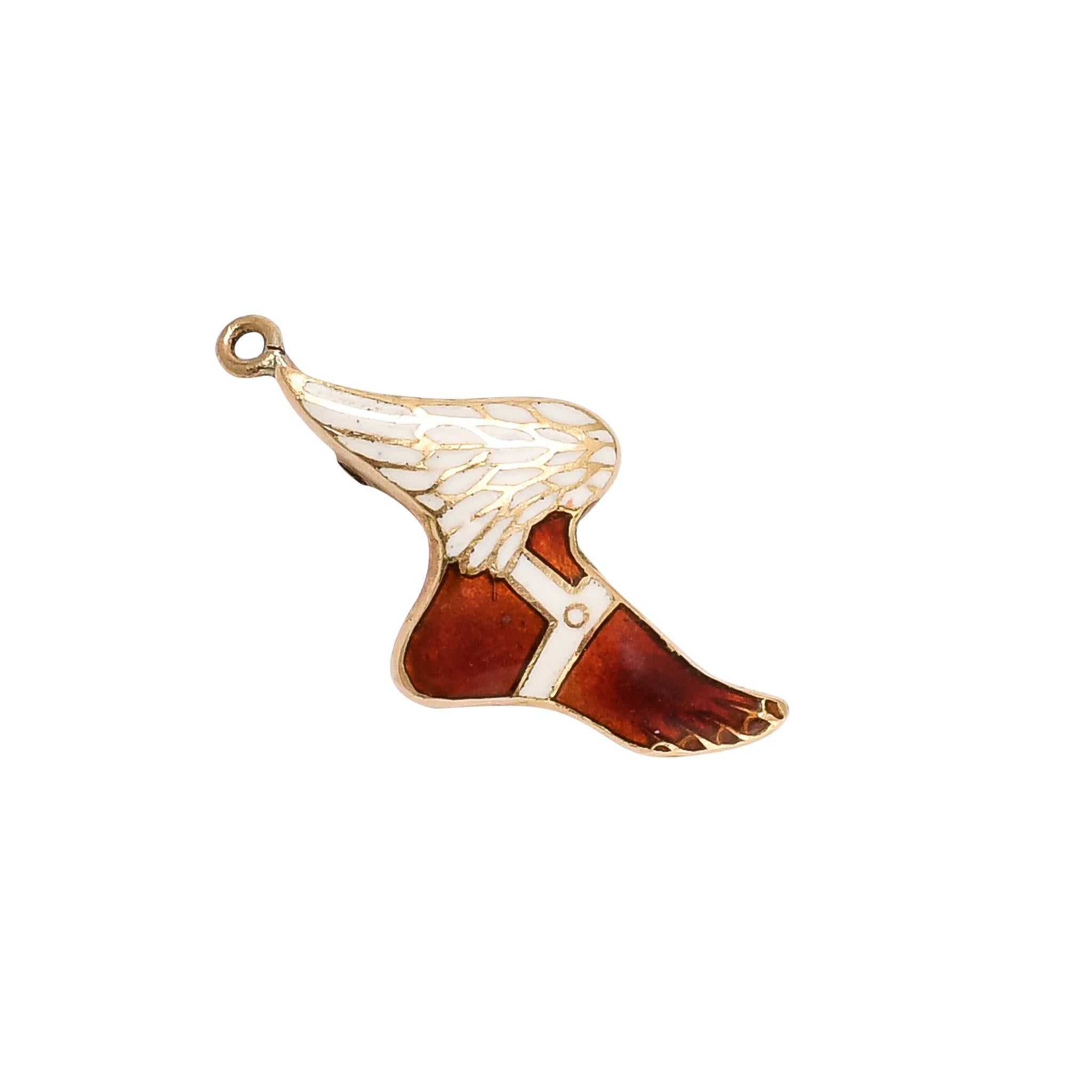 Antique Victorian Enamel "Sandal of Hermes" Charm For Sale